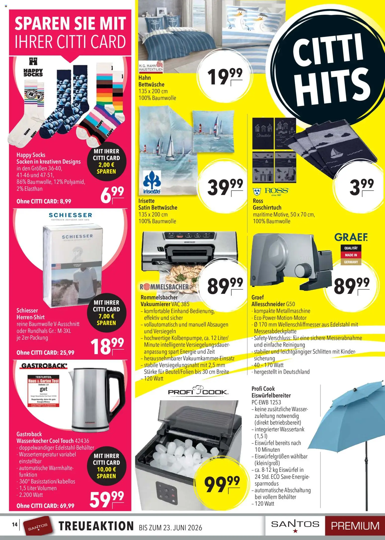 CITTI Markt Prospekt – gültig ab 17.06.2026 | Seite: 16 | Produkte: Wasserkocher, Bettwäsche, Wasser, Socken