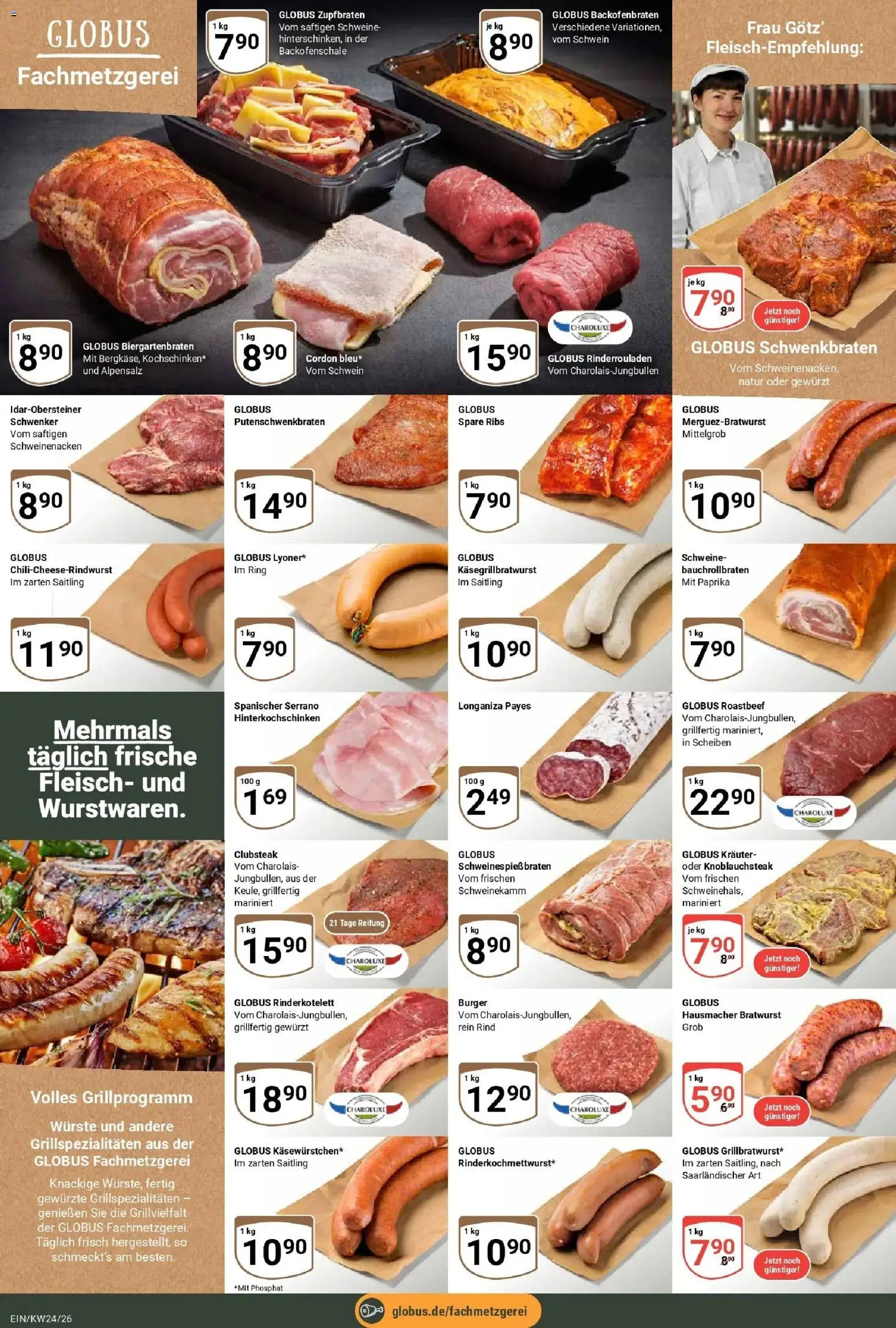 Globus Prospekt Homburg-Einöd – gültig ab 08.06.2026 | Seite: 16 | Produkte: Rinderrouladen, Schweinenacken, Paprika, Fleisch