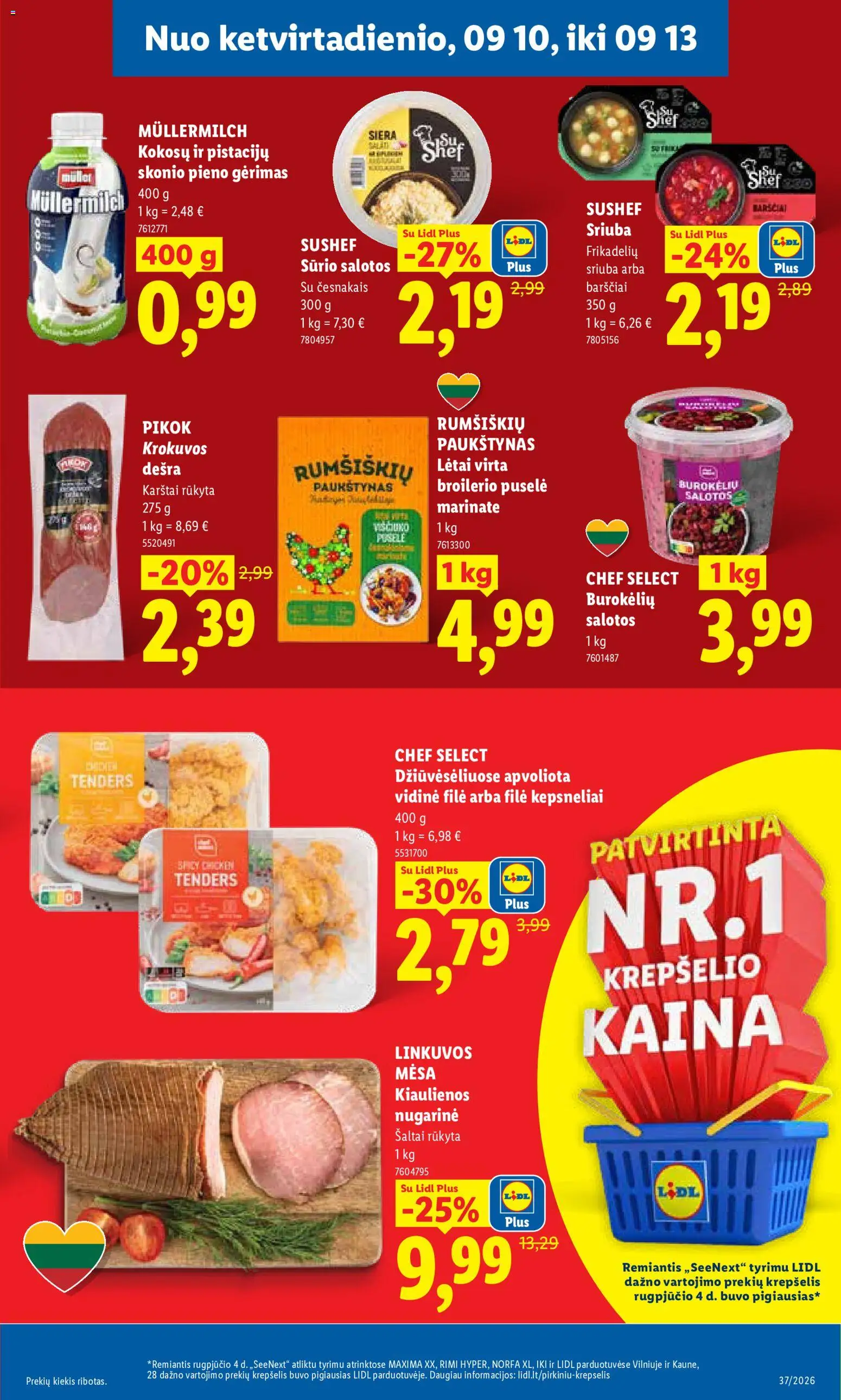 LIDL akcijos nuo 2026.09.07 | Puslapis: 33 | Prekių: Salotos, Kiaulienos, Dešra, Krepšelis