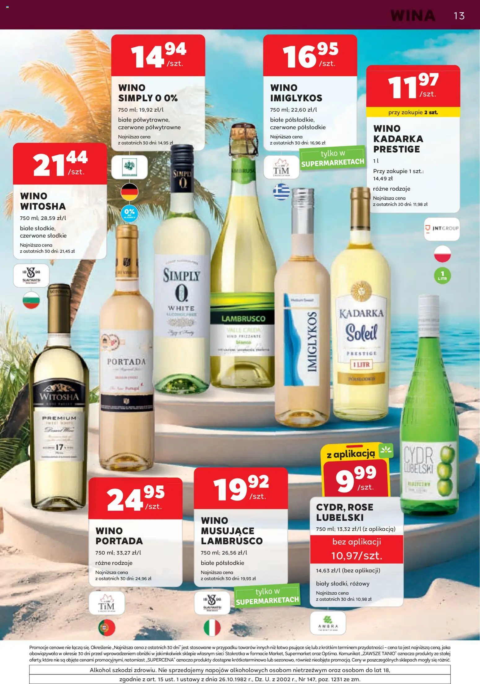 Stokrotka gazetka - Oferta alkoholowa od 06.08.2026 | Strona: 13 | Produkty: Stokrotka, Cydr, Wino, Alkohol