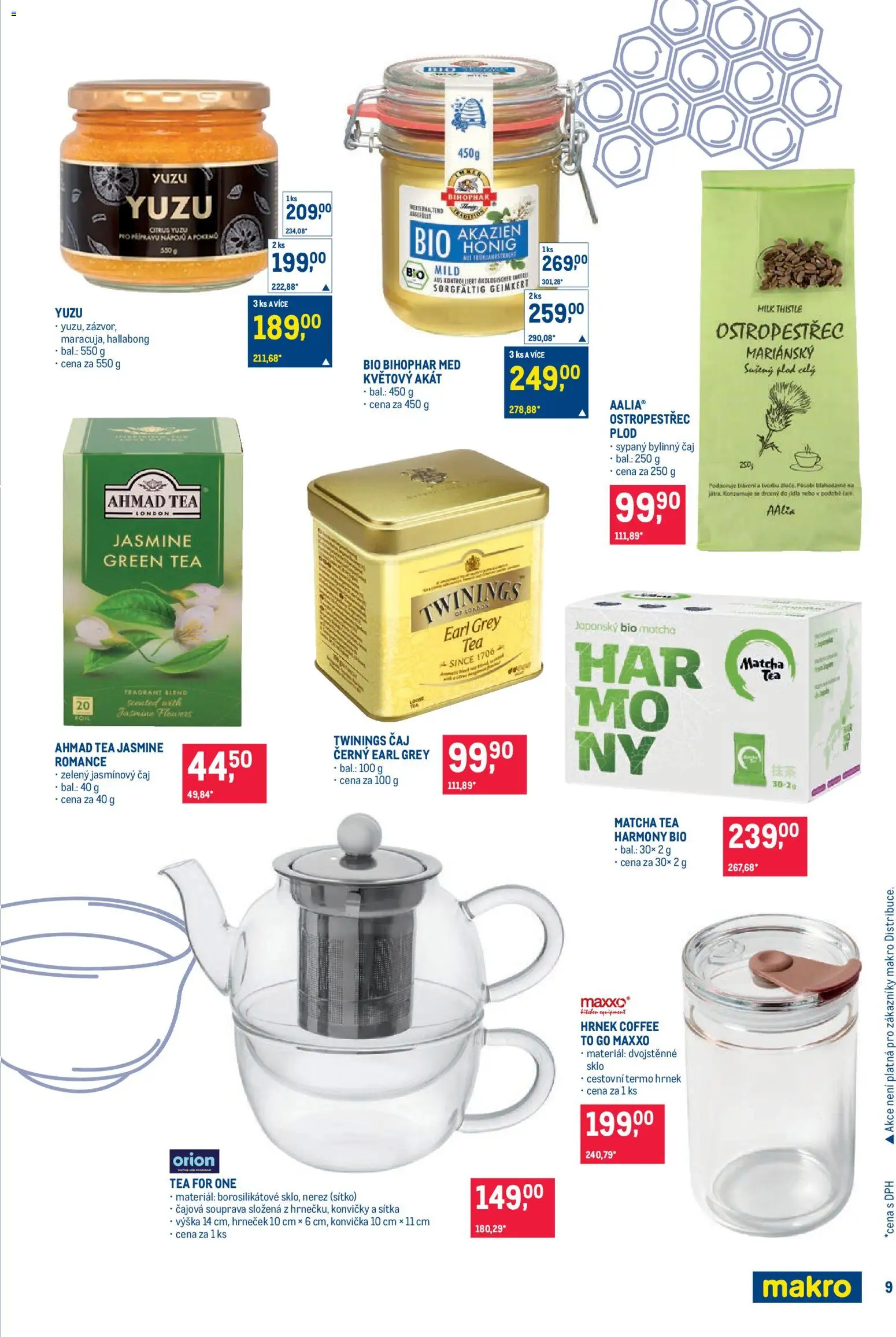 Makro leták - Pro milovníky jídla od 23.09.2026 | Strana: 9 | Produkty: Sítko, Med, Čaje, Ahmad tea