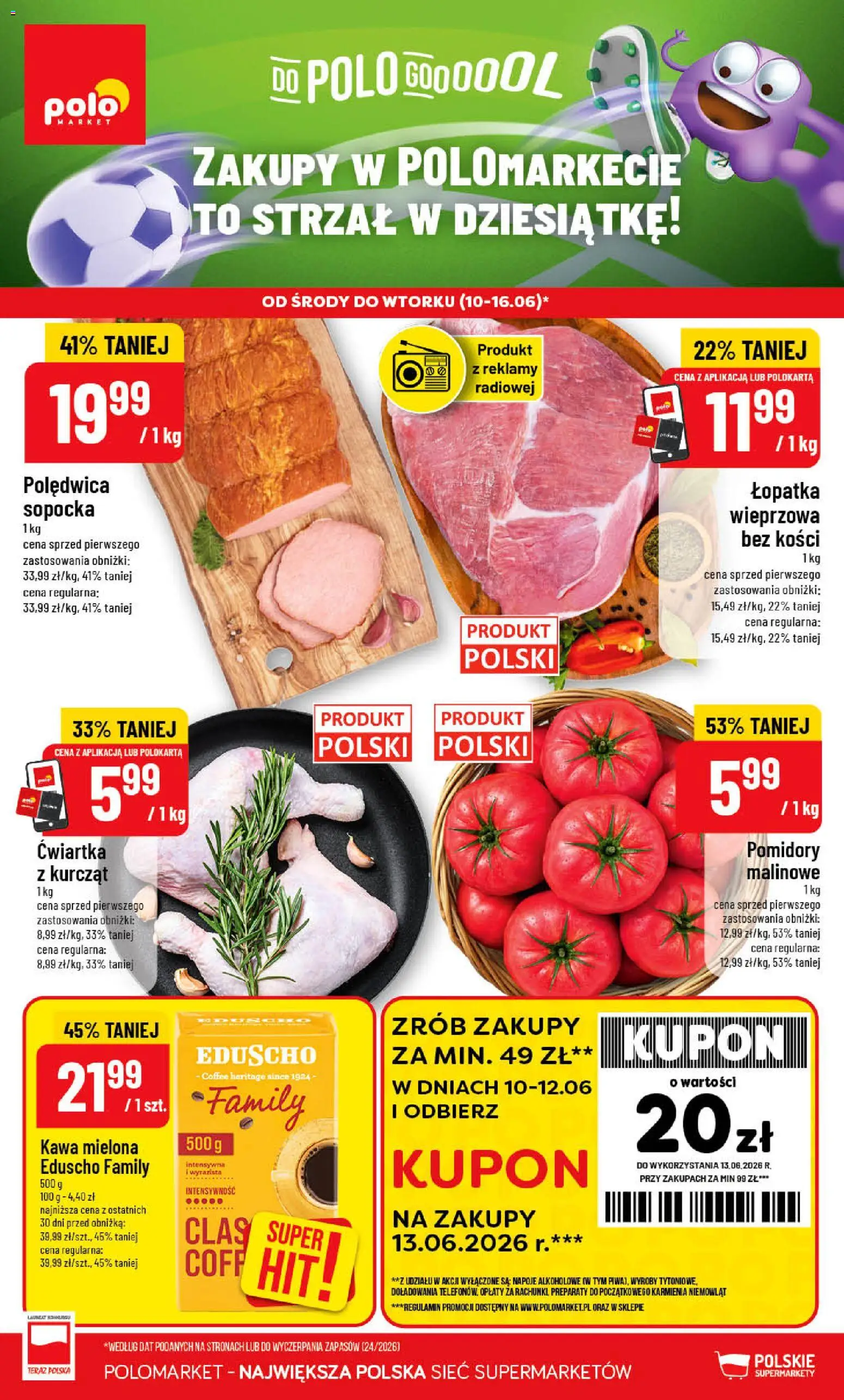 POLOmarket gazetka od 10.06.2026 | Strona: 1 | Produkty: Napoje, Kawa, Pomidory