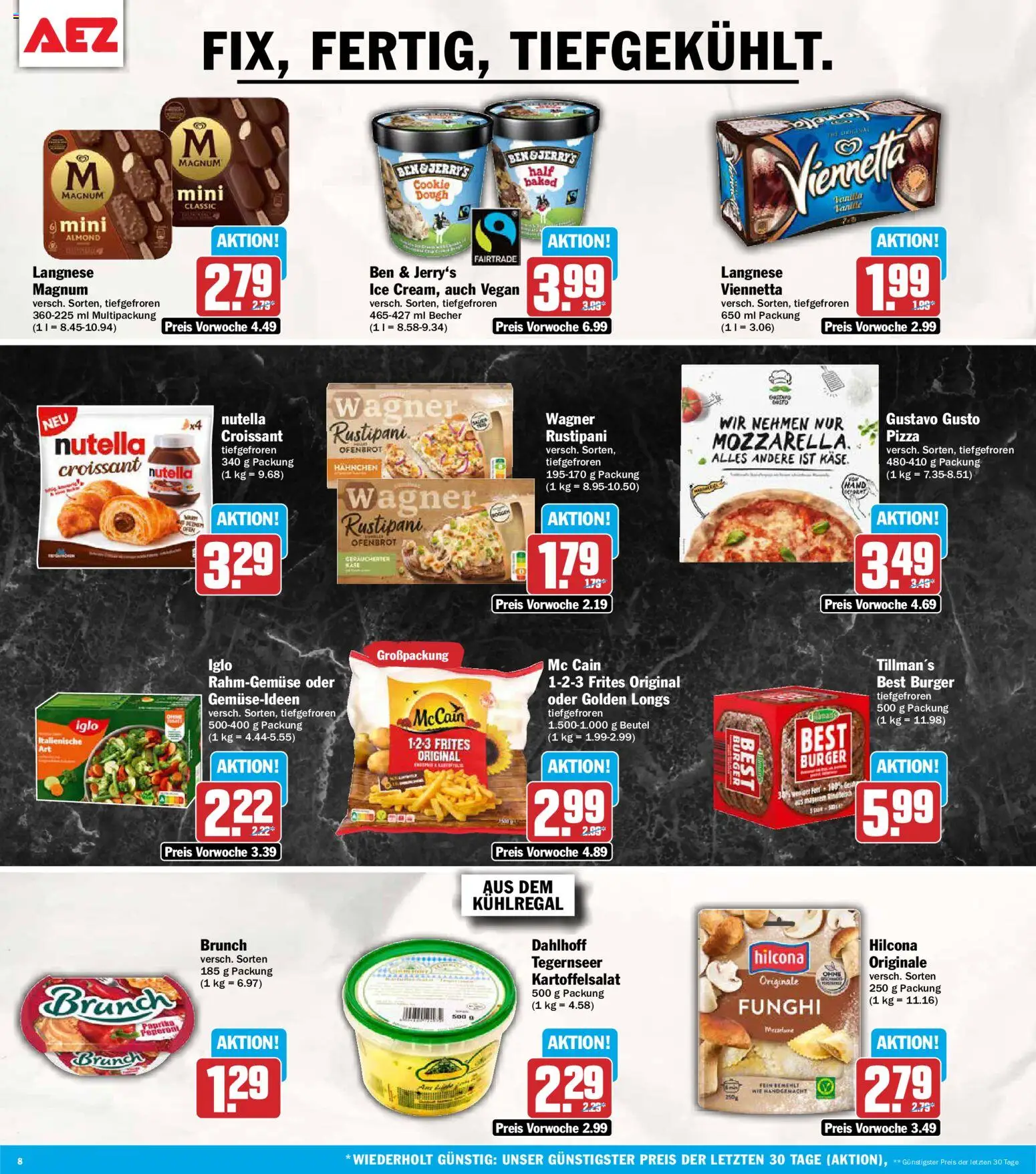AEZ Prospekt – gültig ab 08.06.2026 | Seite: 8 | Produkte: Langnese, Hahnchen, Croissant, Pizza