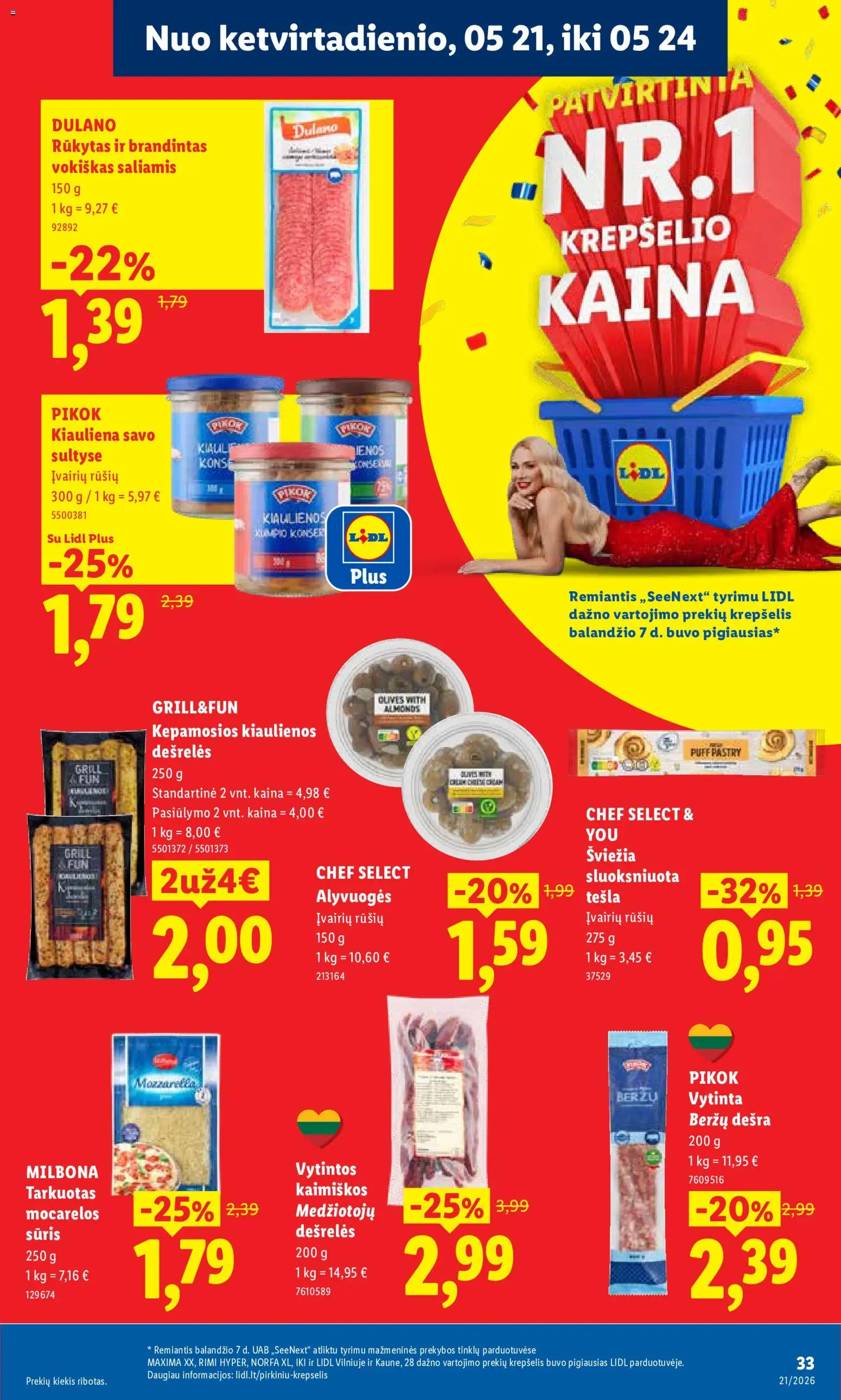 LIDL akcijos nuo 18.05.2026 | Puslapis: 35 | Prekių: Dešrelės, Saliamis, Dešra, Krepšelis
