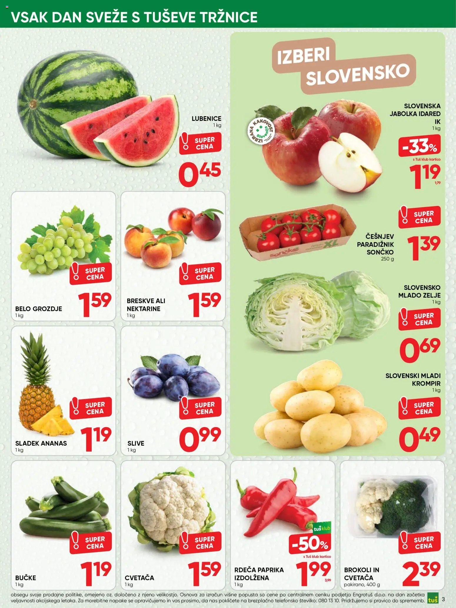 Novi Tuš katalog ponudbe – veljaven od 12.08.2026 | Stran: 3 | Izdelki: Grozdje, Paprika, Cvetača, Paradiznik