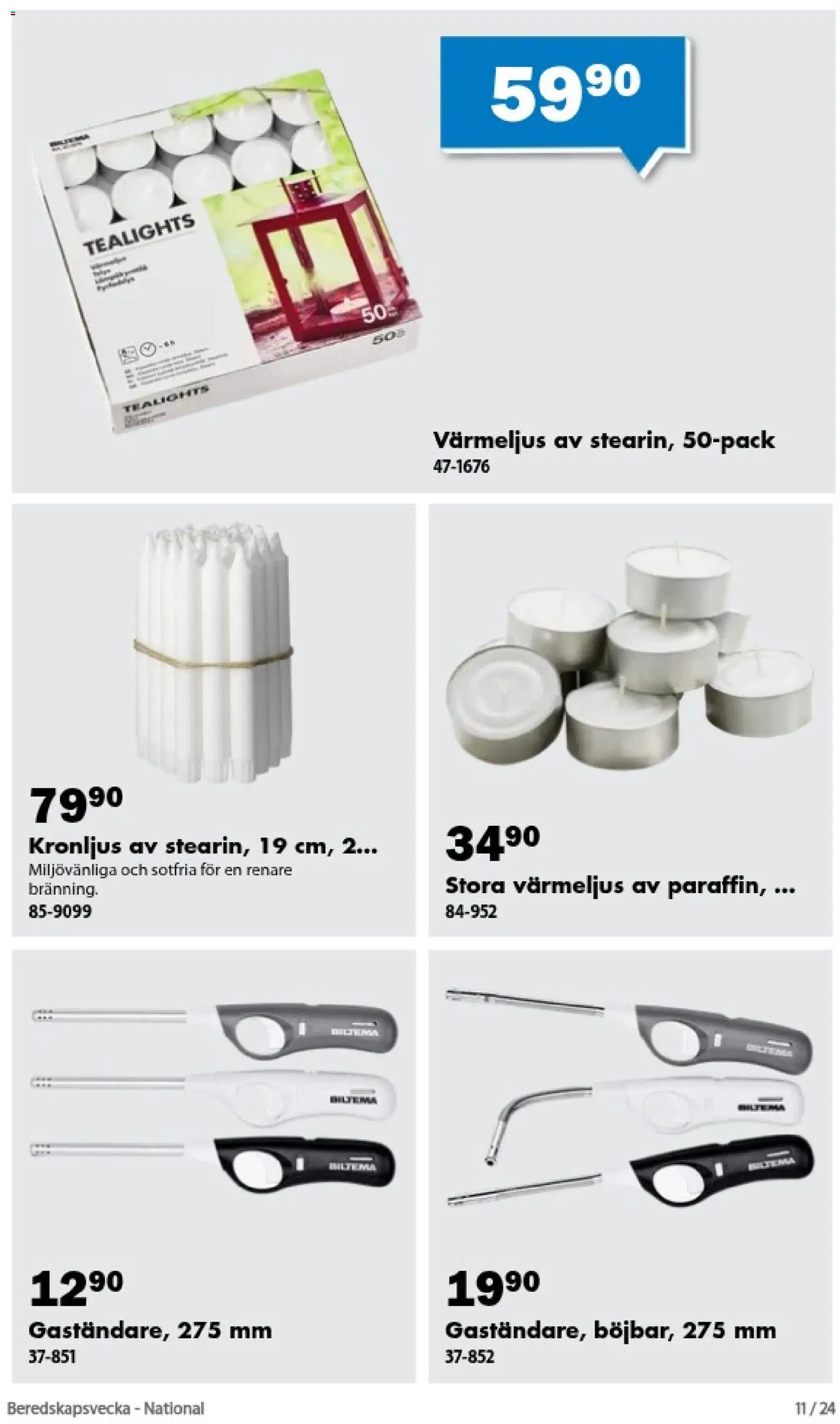 Biltema reklamblad aktuell från 20/09/2026 | Sida: 11 | Produkter: Värmeljus