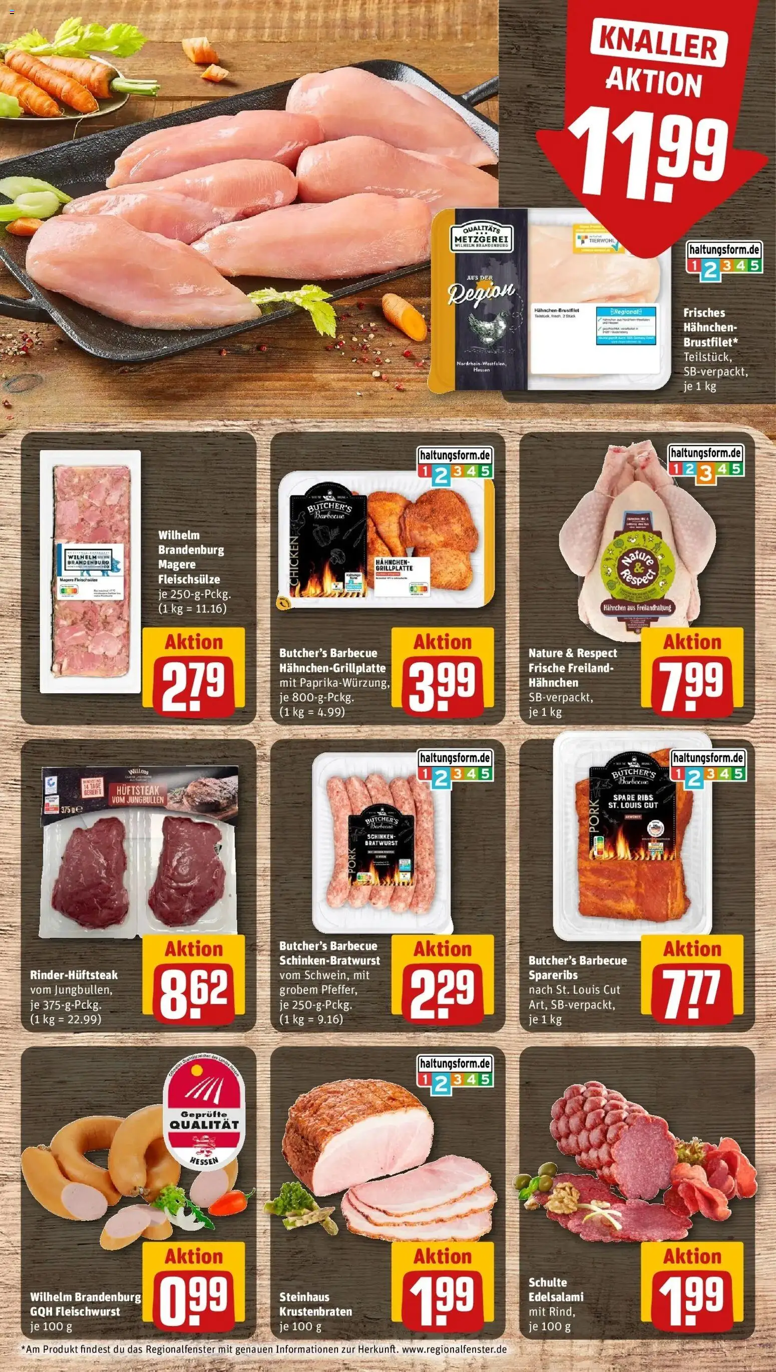 REWE Prospekt ab 17.08.2026 zum Blättern » Angebote | Seite: 10 | Produkte: Hahnchen, Bratwurst, Spare ribs, Krustenbraten