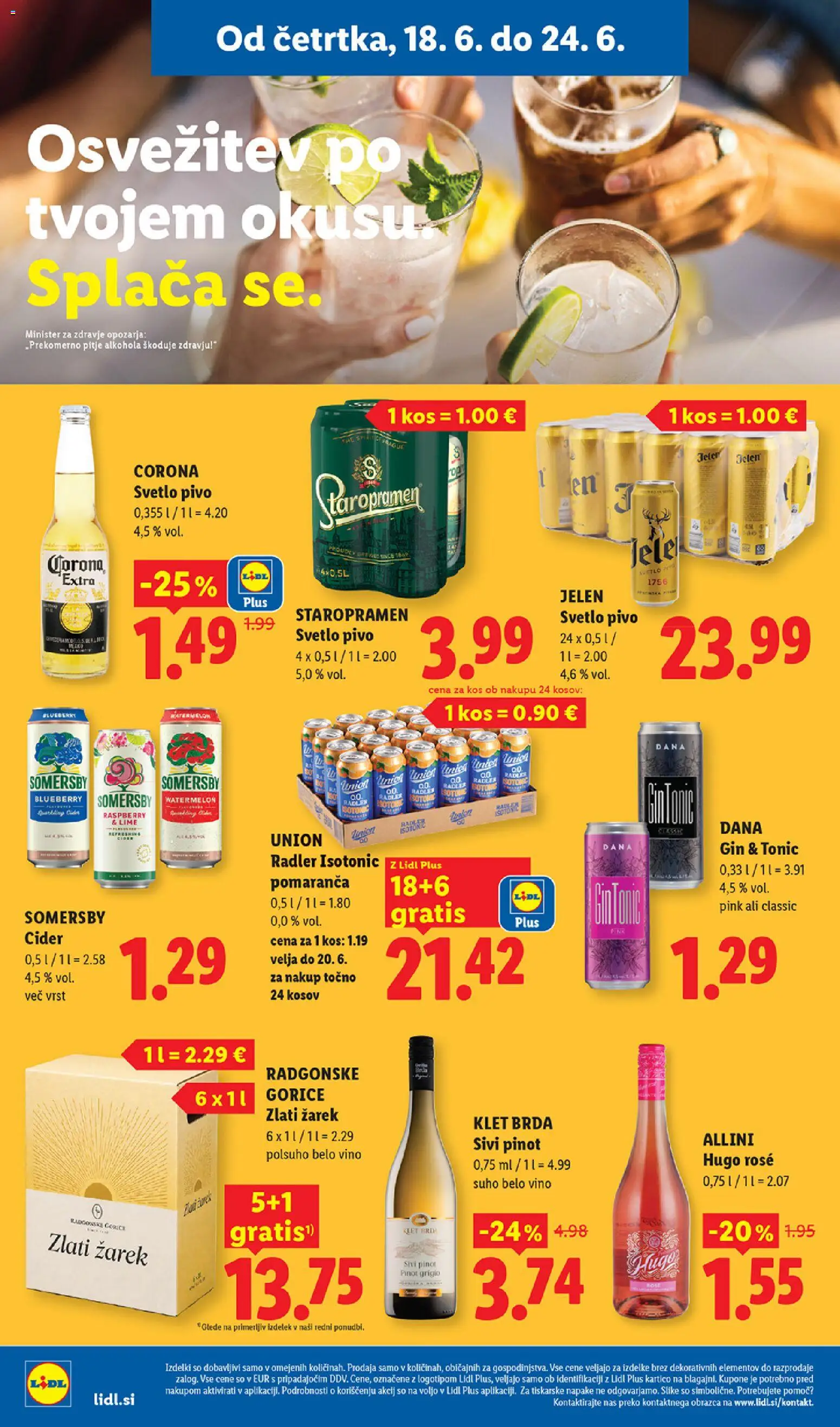 Novi Lidl katalog ponudbe – veljaven od 18.06.2026 | Stran: 10 | Izdelki: Radler, Vino, Pivo, Gin