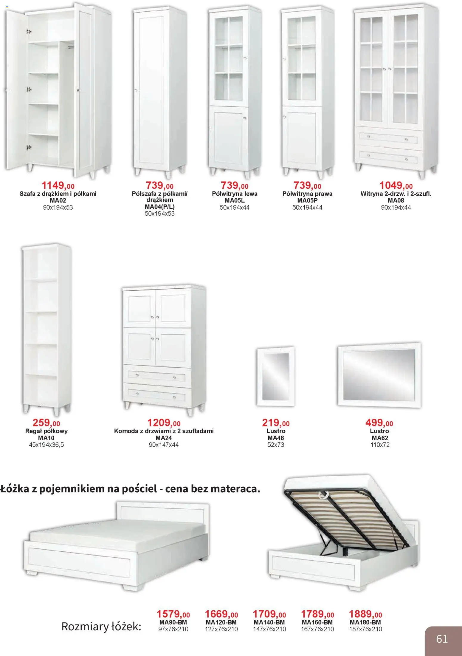 Bodzio Katalog od 01.04.2026 | Strona: 61 | Produkty: Pościel, Szafa, Witryna, Regał