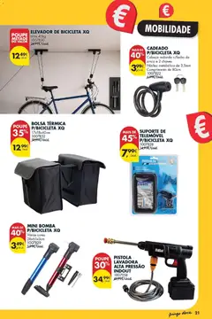 Pré-visualização Pingo Doce Bazar Grandes Oportunidades válido de 21/07/2026 | Página: 21 | Produtos: Lavadora alta pressão, Bolsa, Telemóvel, Bicicleta