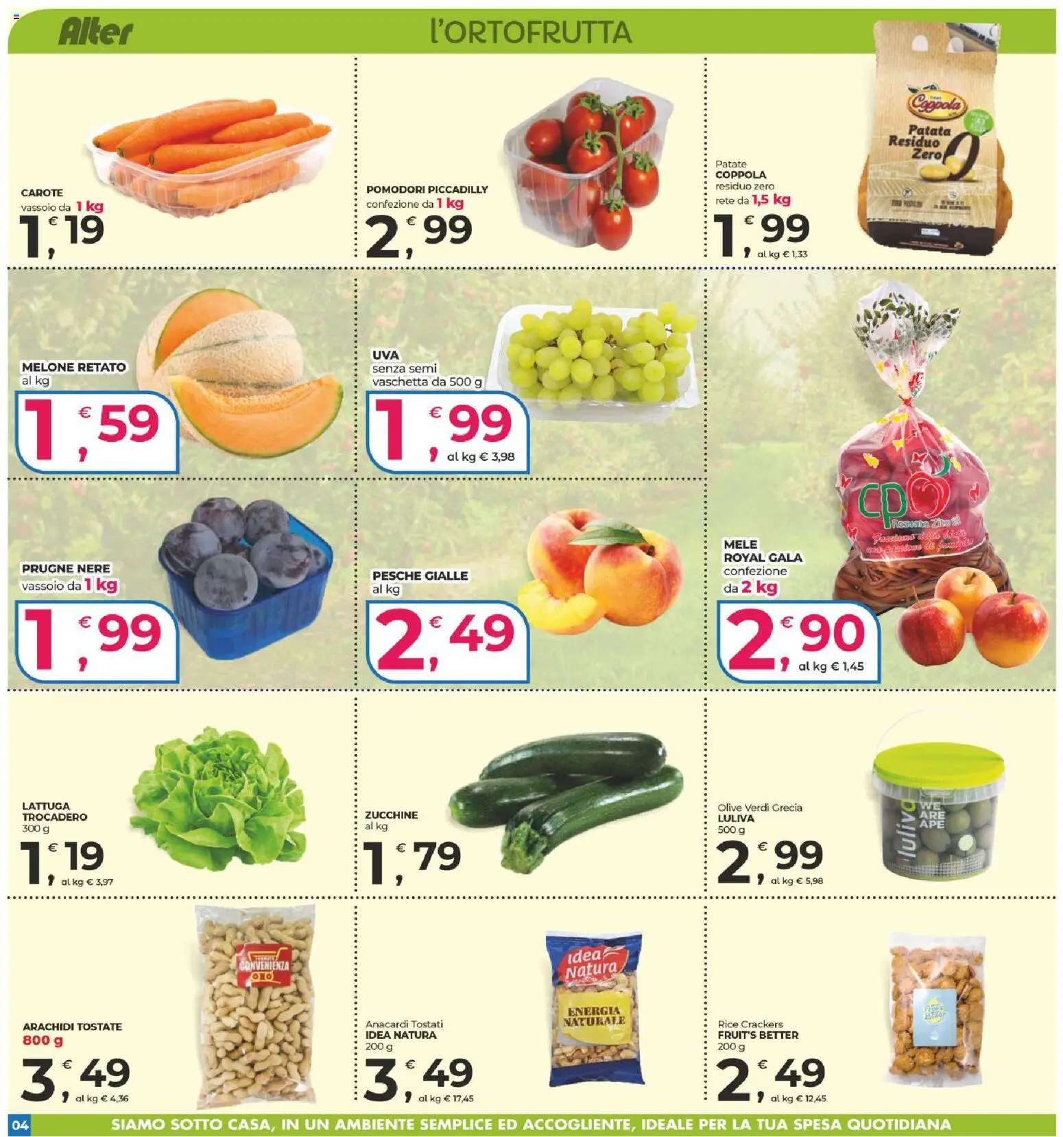 Volantino Alter Discount del 20/08/2026 | Pagina: 4 | Prodotti: Patate, Olive, Pomodori, Zucchine
