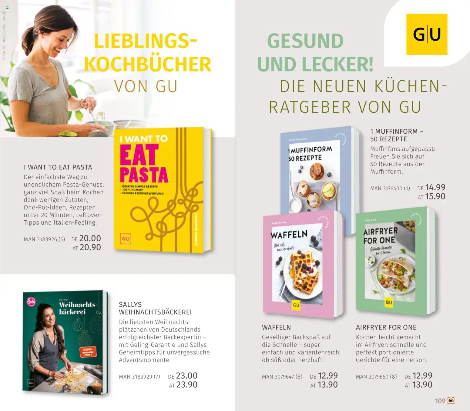 Müller Haushaltskatalog – gültig ab 01.10.2026 | Seite: 109 | Produkte: Waffeln, Gerichte, Pasta, Kuchen
