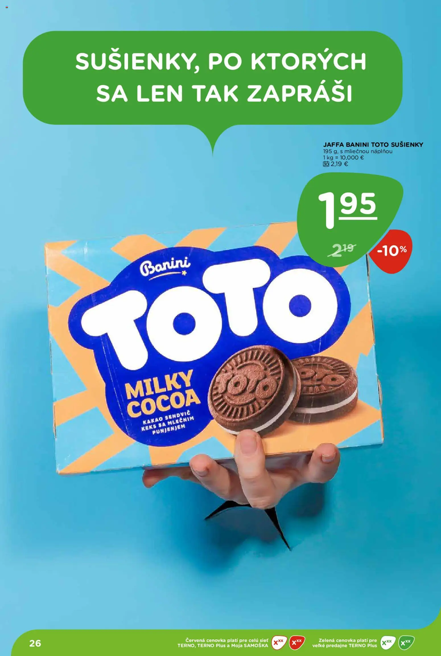 Nové Terno akcie – leták je platný od 13.08.2026 | Strana: 26 | Produkty: Sušienky, Kakao, Sendvič