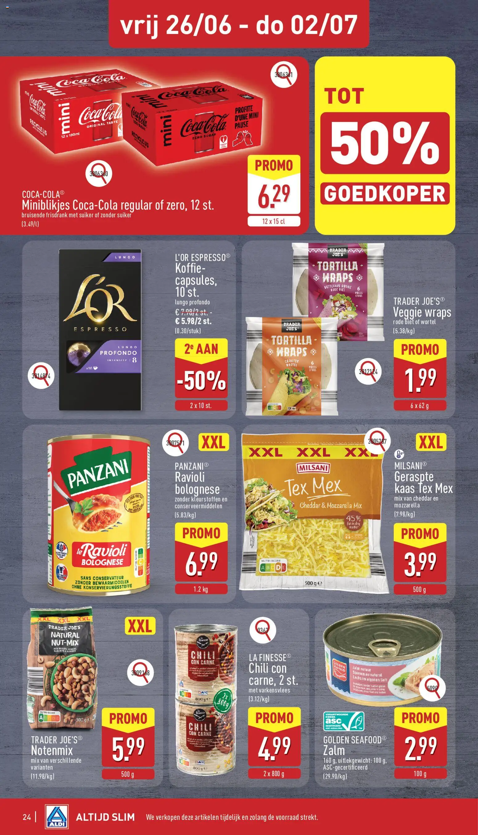 {H1} | Pagina: 24 | Producten: Zalm, Coca Cola, Mozzarella, Koffie