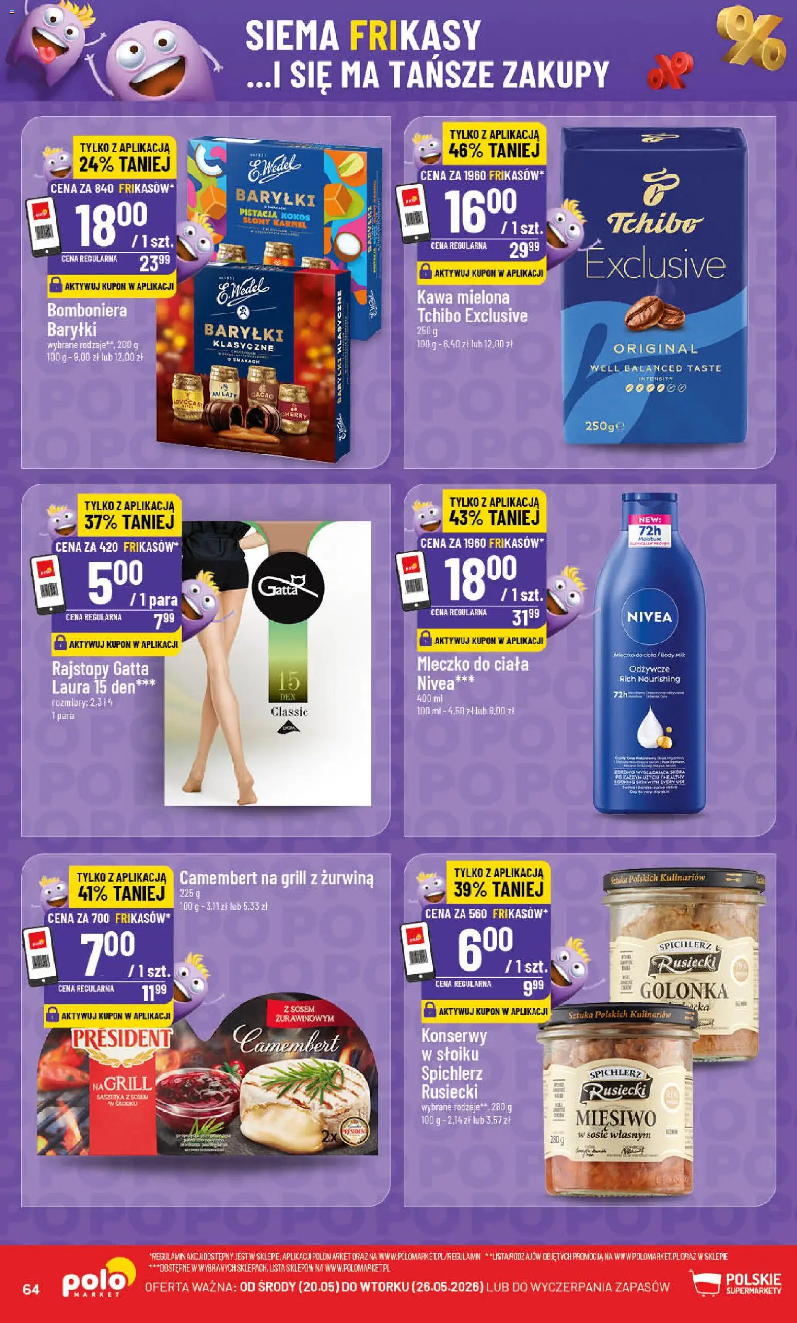 POLOmarket gazetka od 20.05.2026 | Strona: 64 | Produkty: Grill, Gatta, Camembert, Kawa