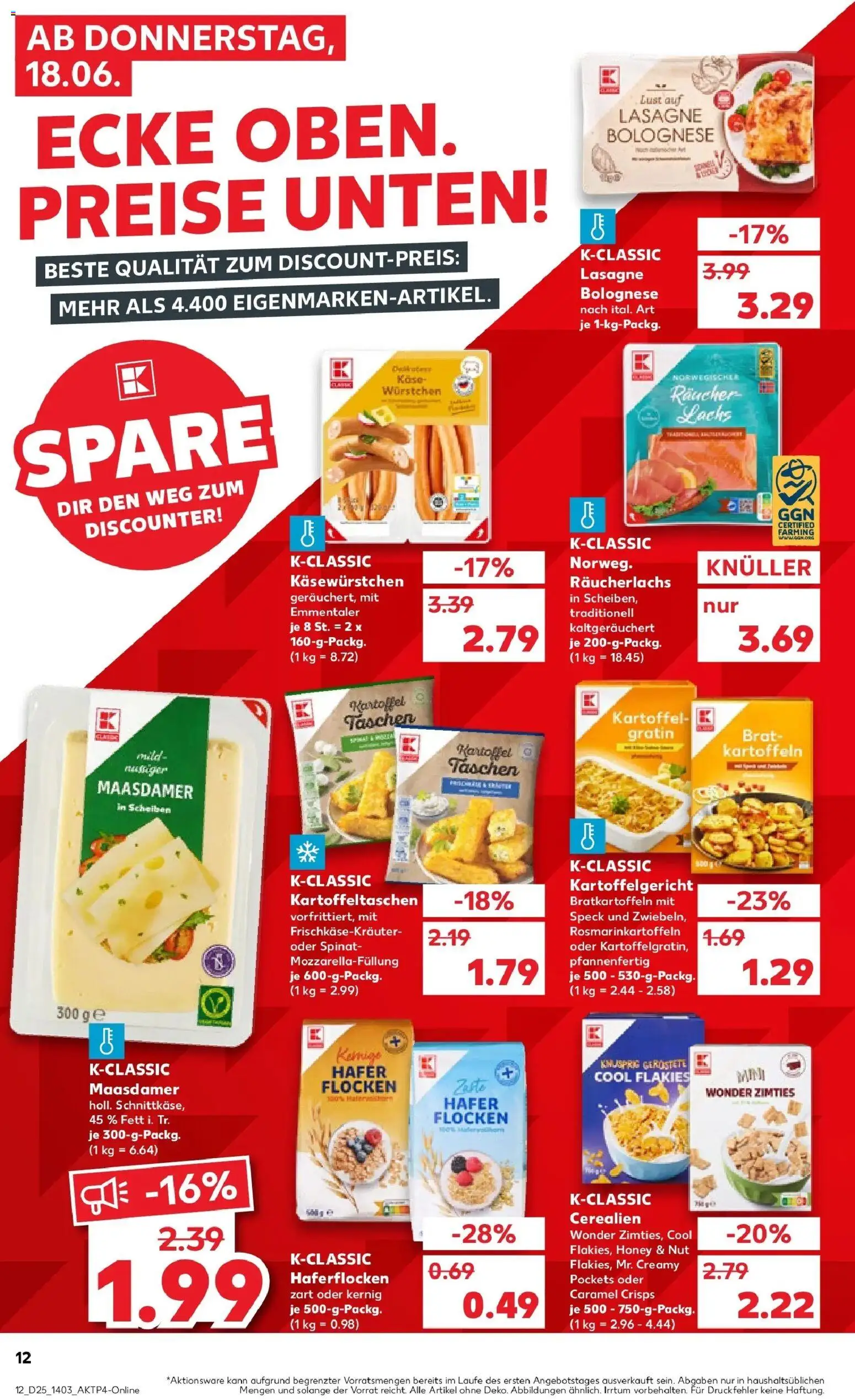 Kaufland Prospekt Bottrop – gültig ab 15.06.2026 | Seite: 23 | Produkte: Käse, Räucherlachs, Kartoffeln, Flocken
