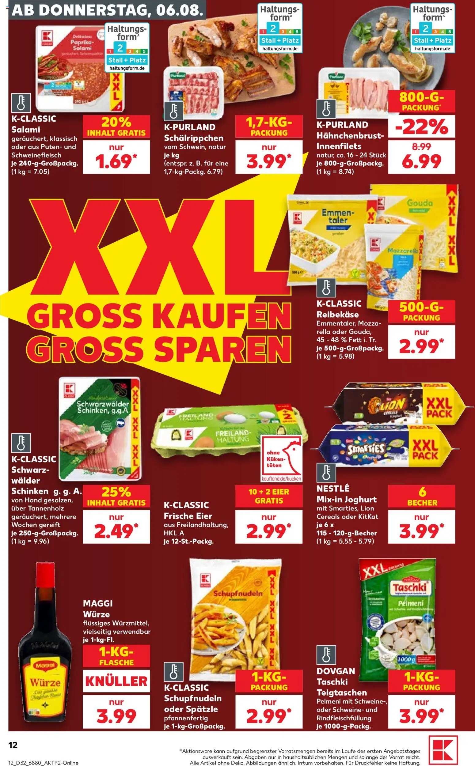 Kaufland Prospekt Völklingen – gültig ab 06.08.2026 | Seite: 12 | Produkte: Maggi, Eier, Schweinefleisch, Hahnchenbrust