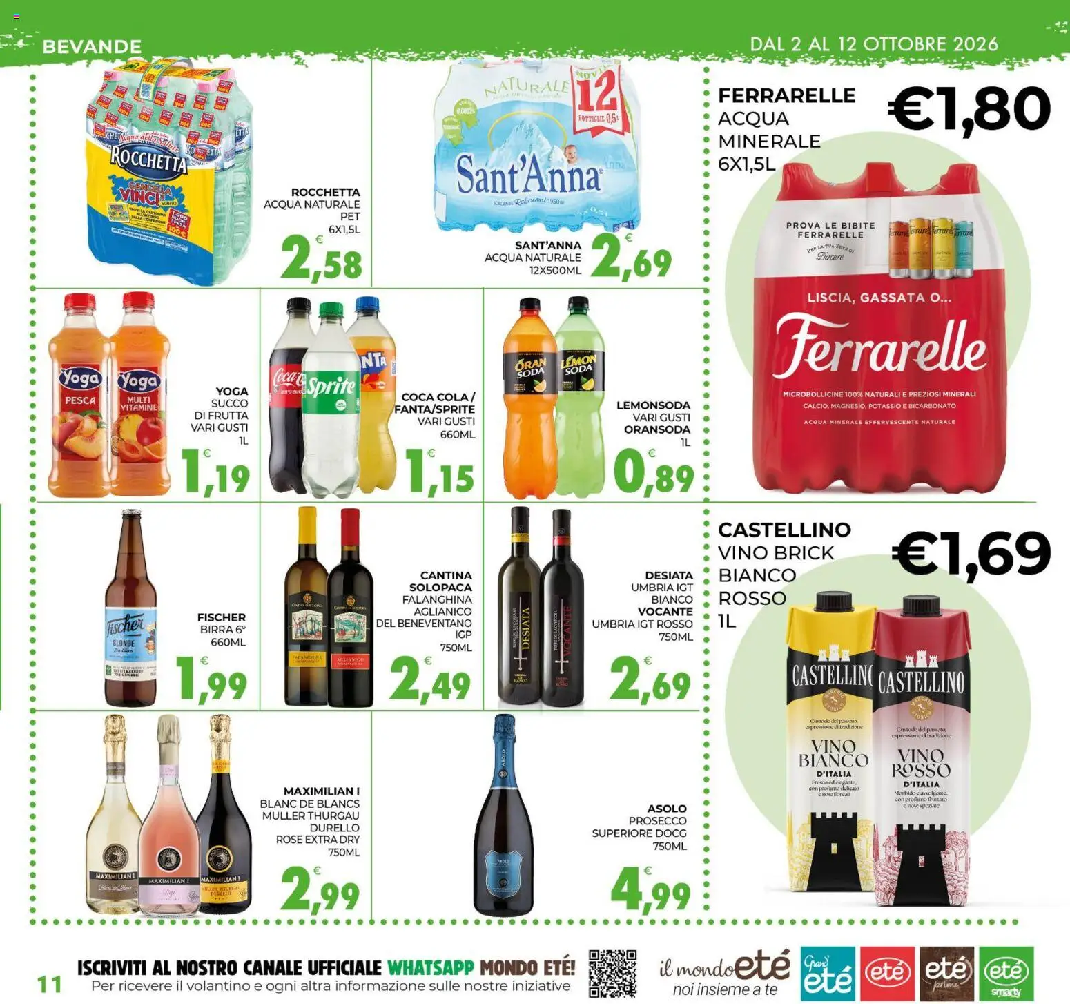 Volantino Eté del 02/10/2026 | Pagina: 11 | Prodotti: Birra, Frutta, Bibite, Coca Cola
