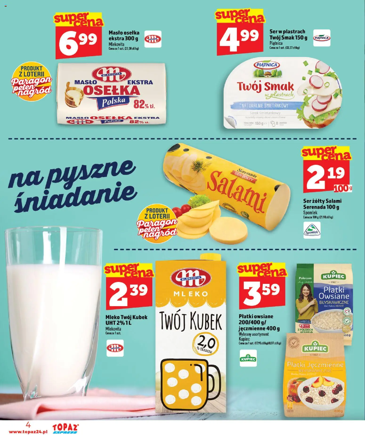 Topaz gazetka - Express od 03.09.2026 | Strona: 4 | Produkty: Cream cheese, Piątnica, Masło, Ser