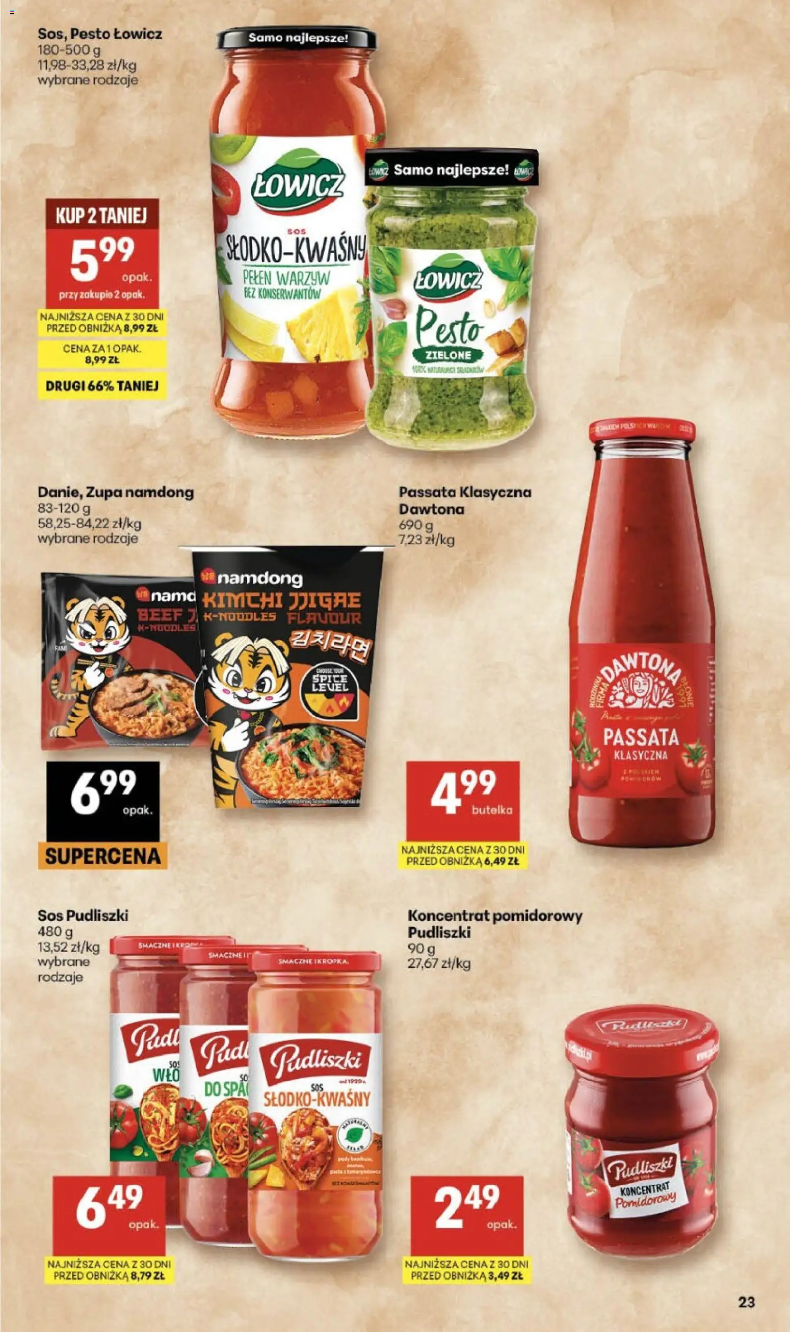 Delikatesy Centrum gazetka - Sklepy Własne od 07.05.2026 | Strona: 23 | Produkty: Kimchi, Pesto, Zupa, Sos