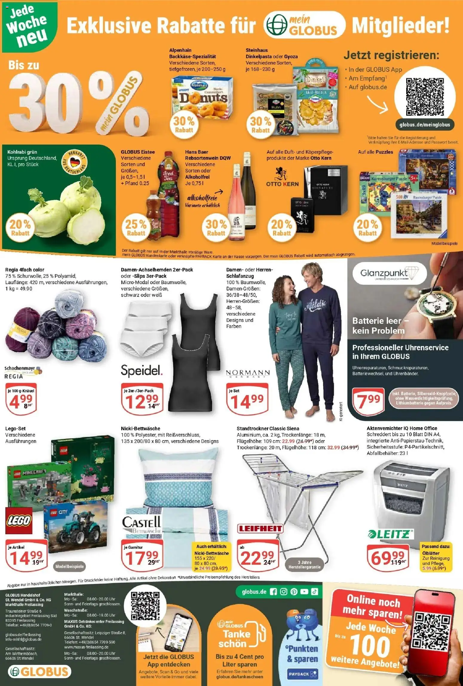 Globus Prospekt Freilassing (ab 14.09.2026) » Angebote online | Seite: 34 | Produkte: Aktenvernichter, Bettwäsche, Duft, Uhr