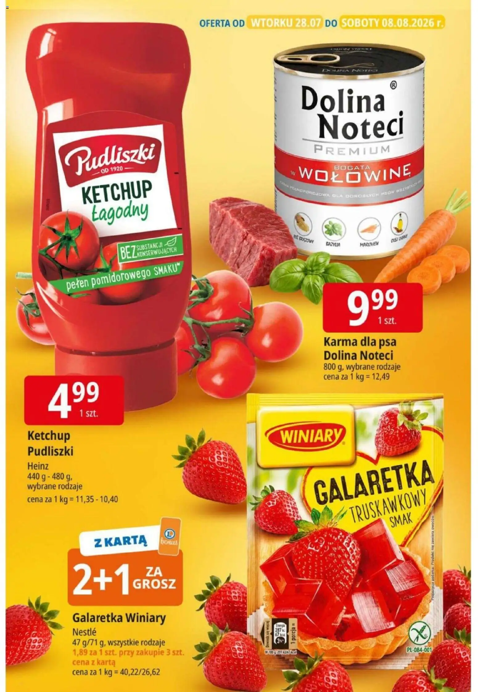E.Leclerc gazetka - Hity cenowe od 28.07.2026 | Strona: 2 | Produkty: Karta, Ketchup, Karma dla psa, Dolina noteci