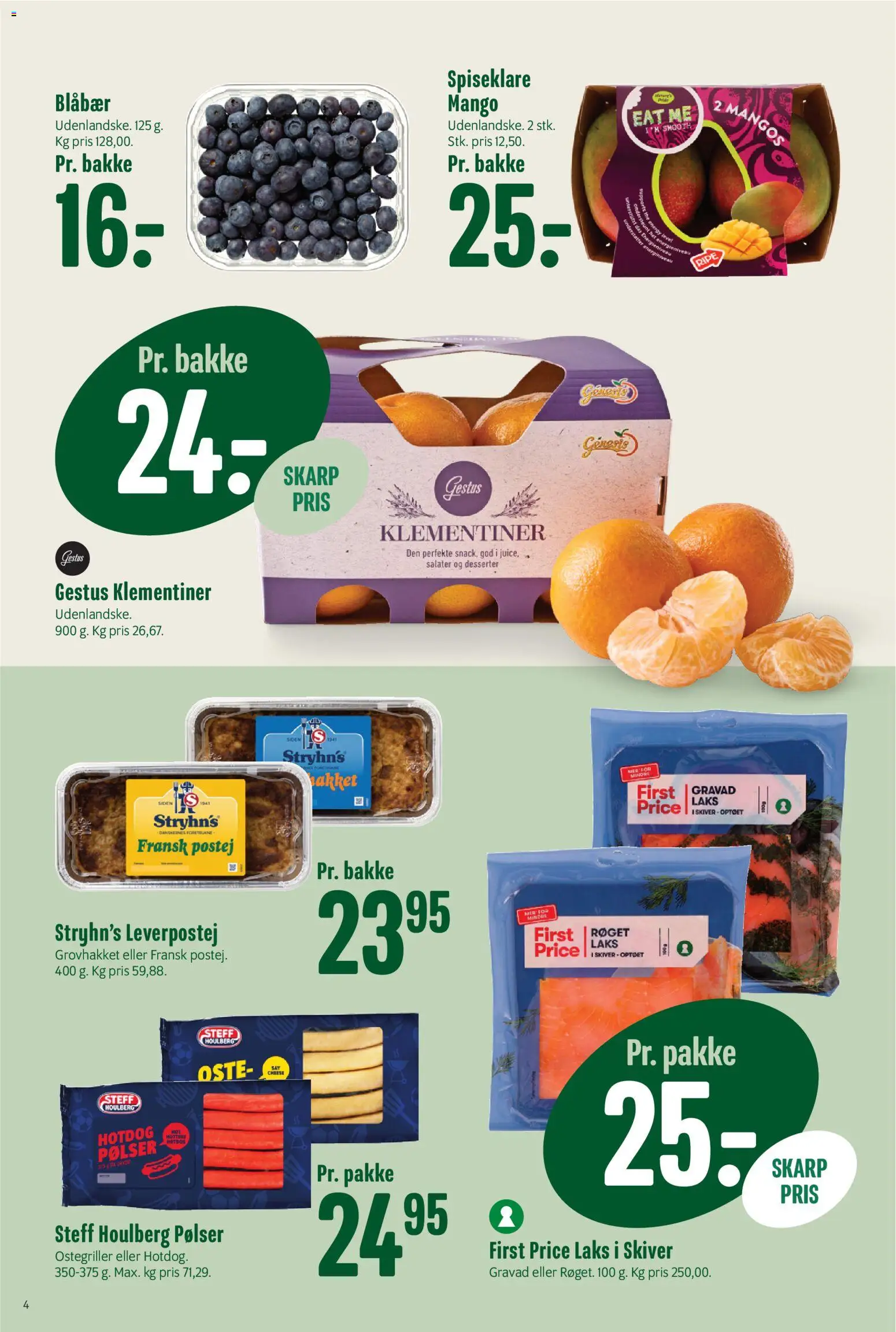Min Købmand tilbudsavis – gyldig fra 16/10/2026 | Side: 4 | Produkter: Mango, Pølser, Leverpostej, Laks