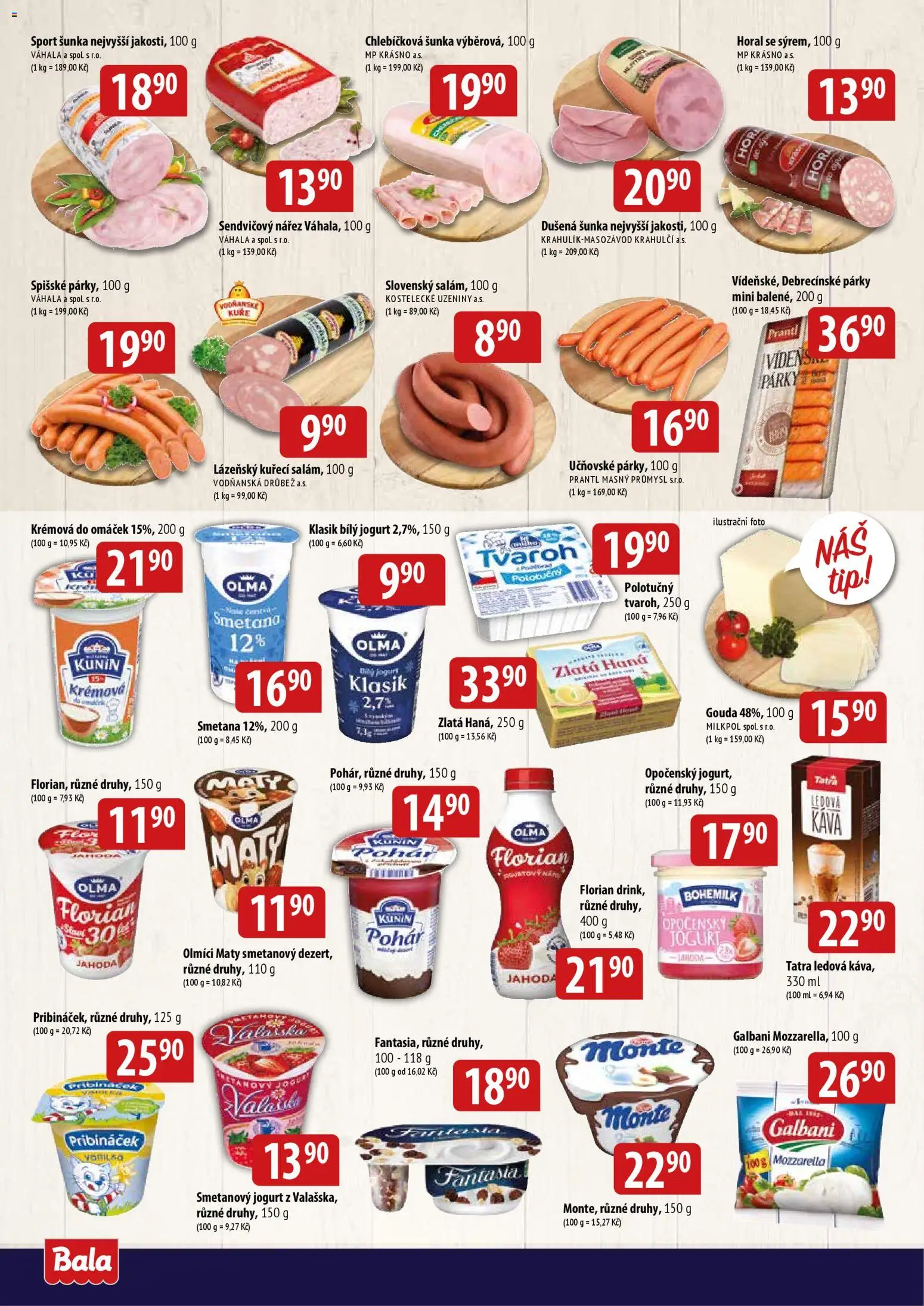 BALA velký leták od 15.04.2026 | Strana: 2 | Produkty: Gouda, Smetanový jogurt, Smetana, Uzeniny