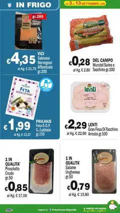 Anteprima del volantino Primo Prezzo volantino valido a partire dal 03/09/2026 | Pagina: 44 | Prodotti: Salmone, Latte, Carne, Lenti