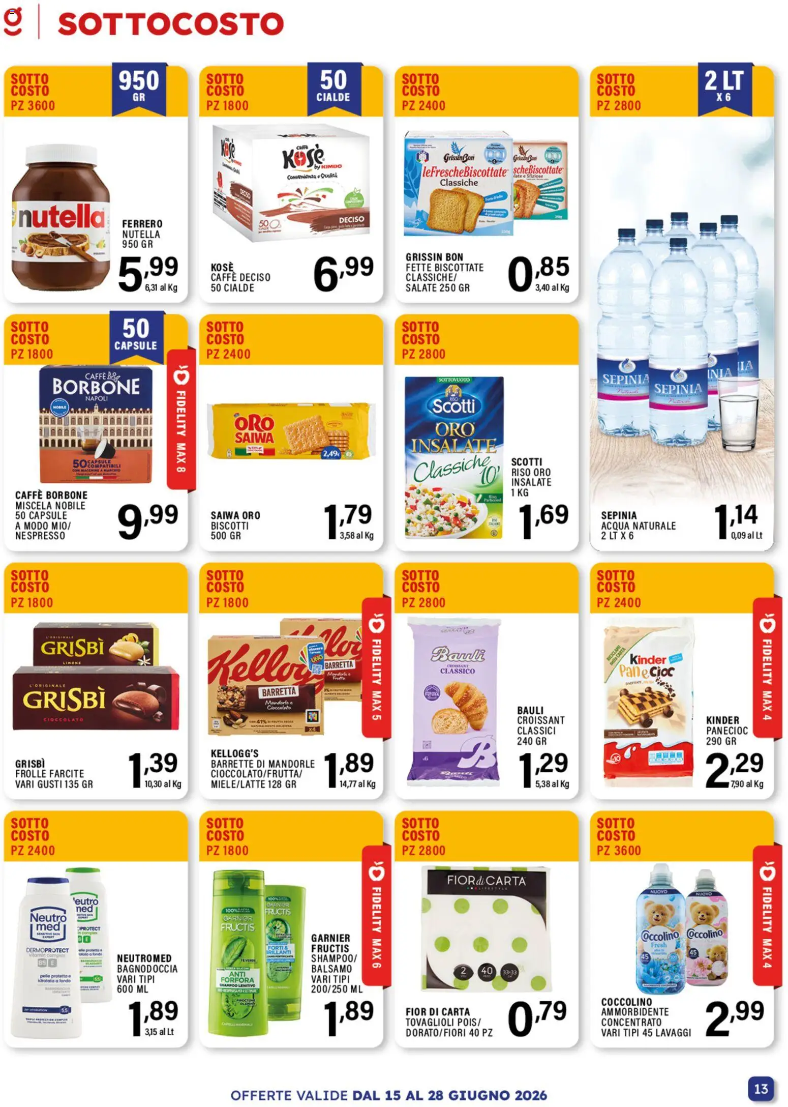 Volantino GECOP del 15.06.2026 | Pagina: 13 | Prodotti: Shampoo, Mandorle, Acqua naturale, Barretta