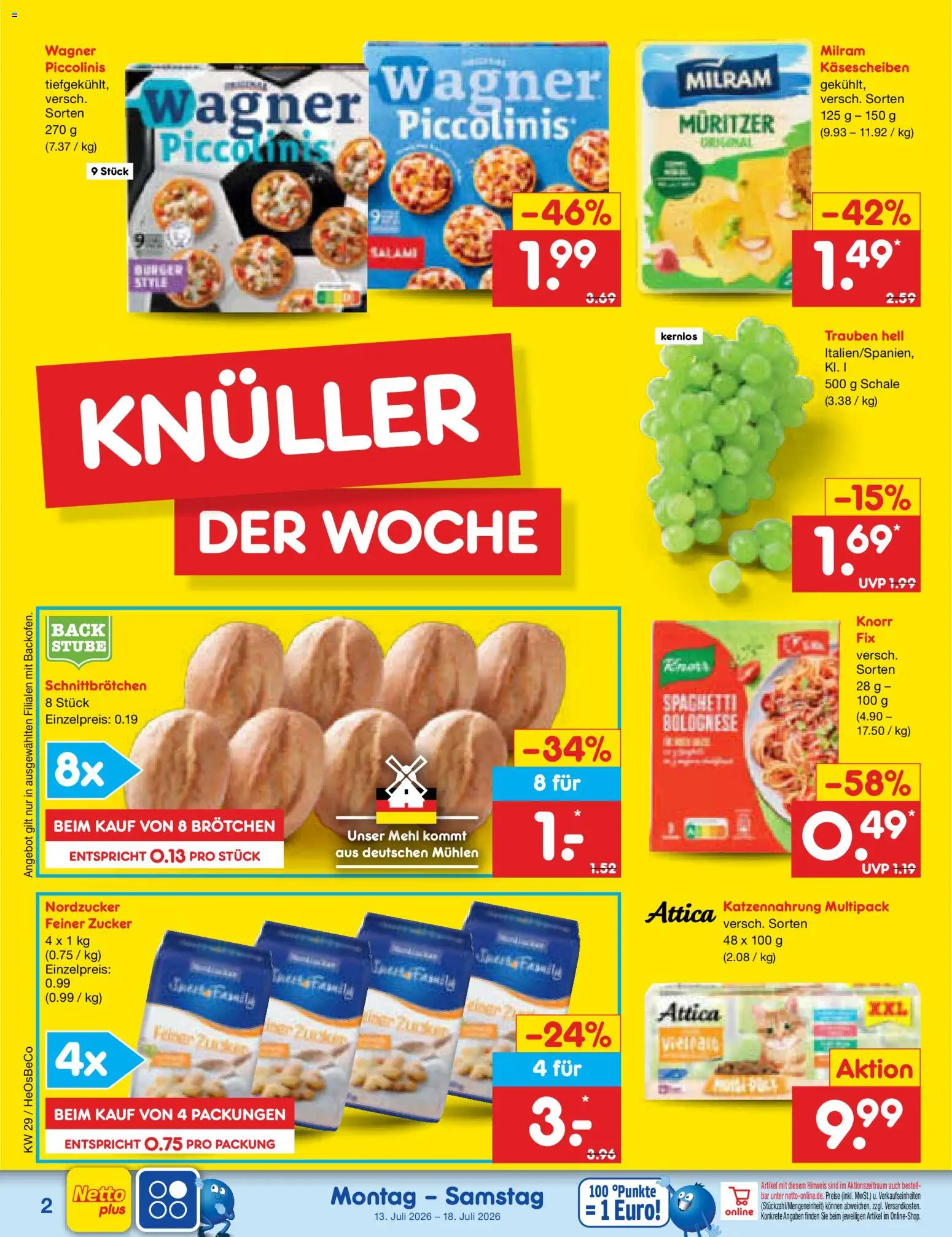 Netto Marken-Discount Prospekt – gültig ab 13.07.2026 | Seite: 2 | Produkte: Mehl, Trauben, Knorr, Milram