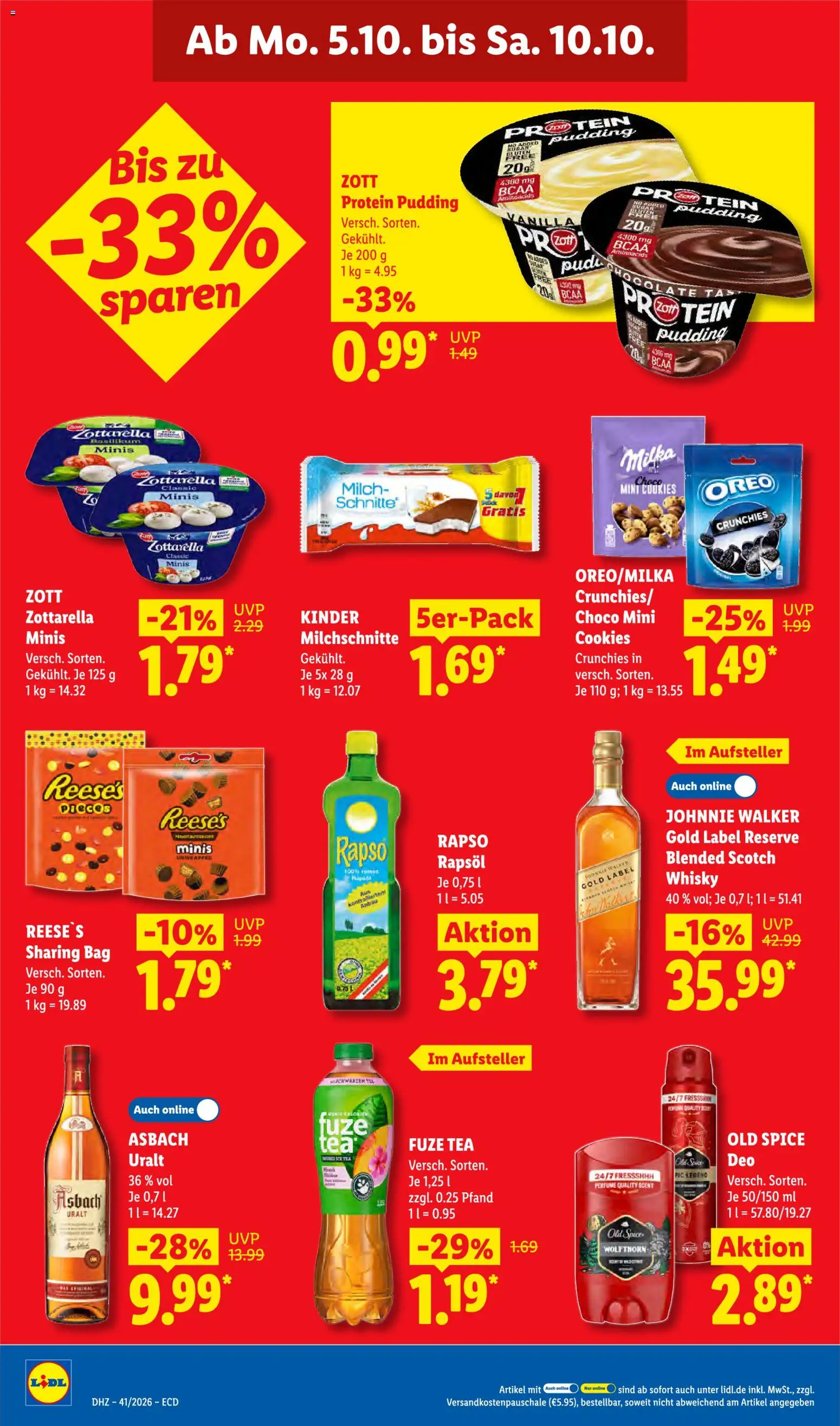 Lidl Německo leták od 05.10.2026 | Strana: 16 | Produkty: Milka, Protein pudding, Protein, Kinder