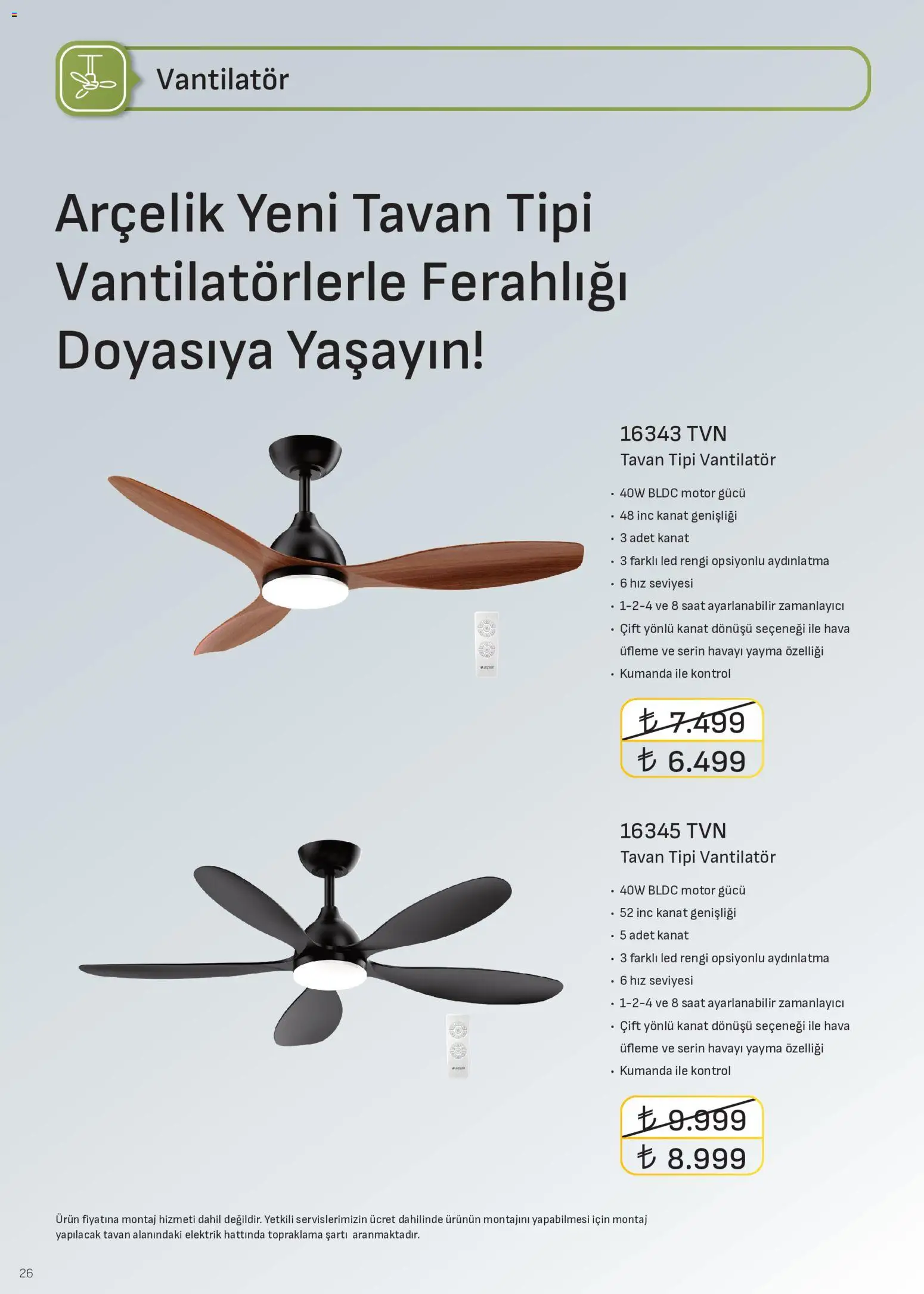 Arçelik - İklimlendirme Kataloğu - 16.05.2026 tarihinden itibaren geçerlidir | Sayfa: 26