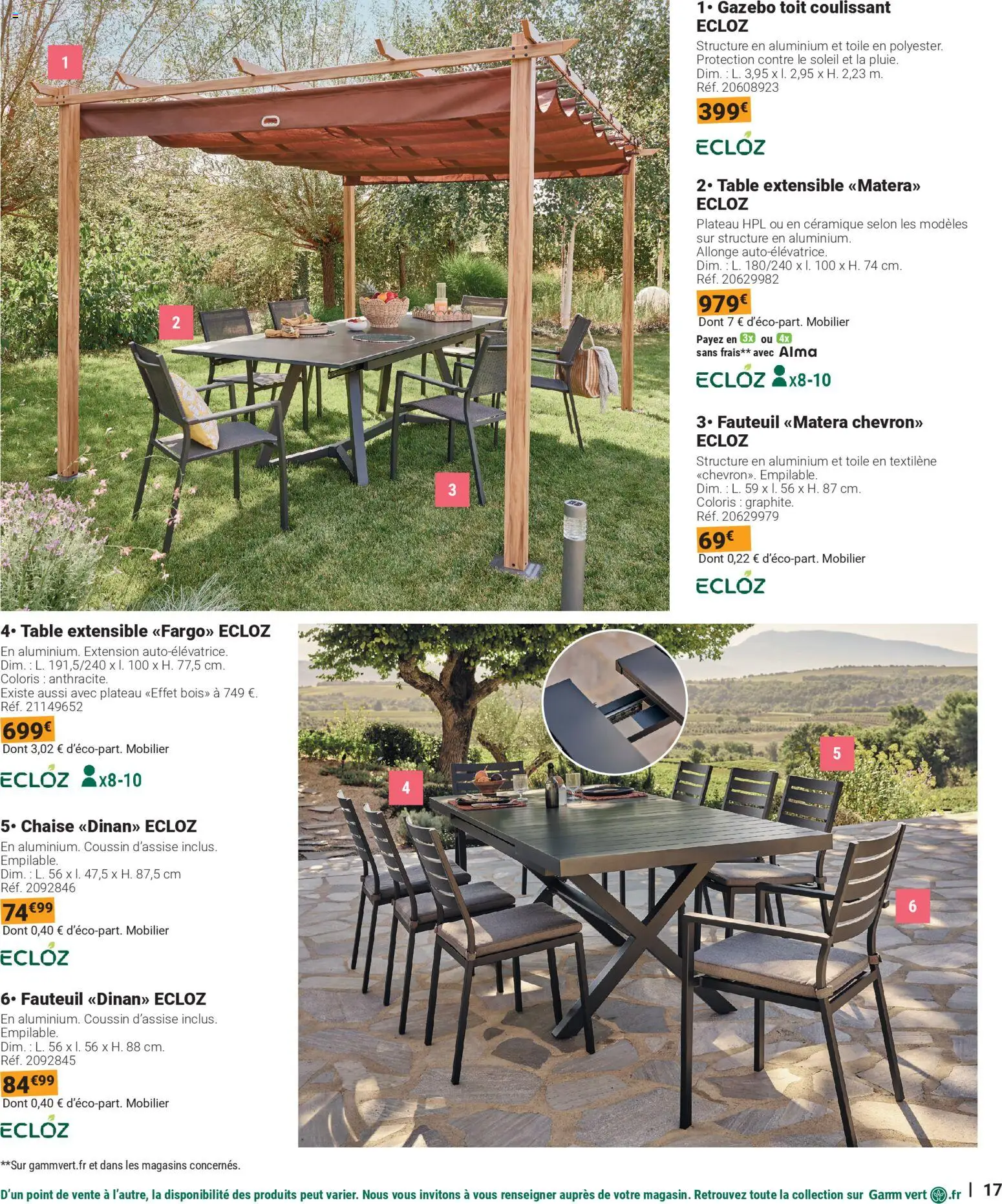 {H1} | Page: 17 | Produits: Plateau, Table extensible, Table, Chaise