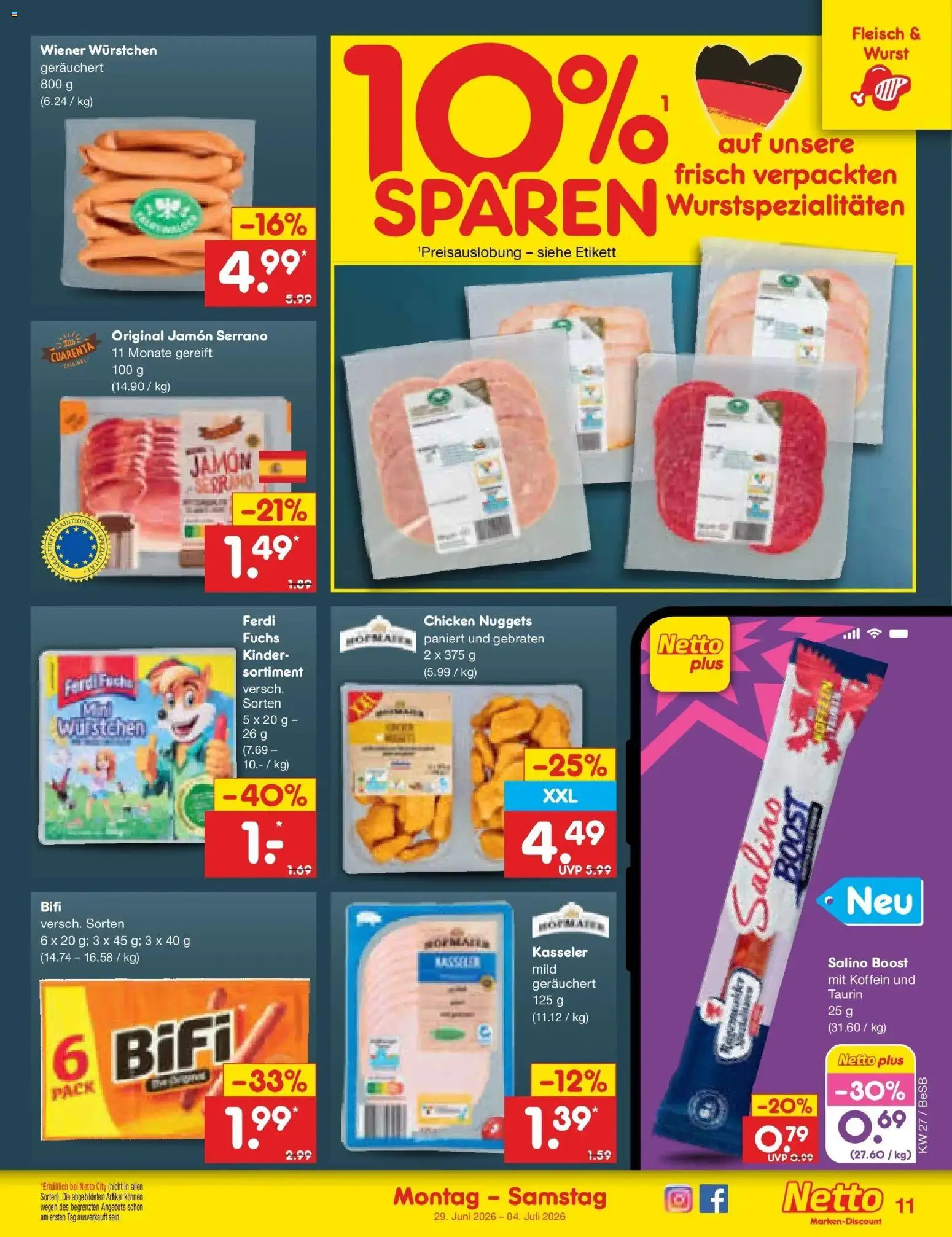 Netto Marken-Discount Prospekt Kremmen – gültig ab 29.06.2026 | Seite: 15 | Produkte: Wiener wurstchen, Bifi, Wurst, Fleisch