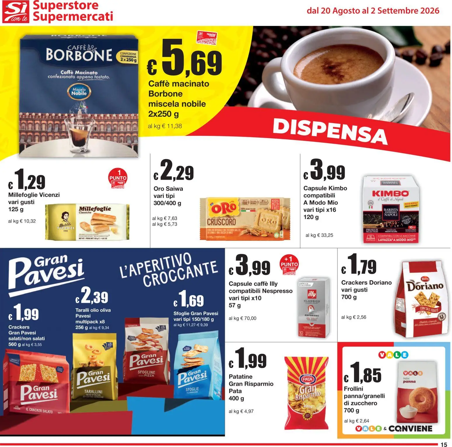 Volantino Sì con Te del 20/08/2026 | Pagina: 15 | Prodotti: Mele, Sale, Zucchero, Kimbo