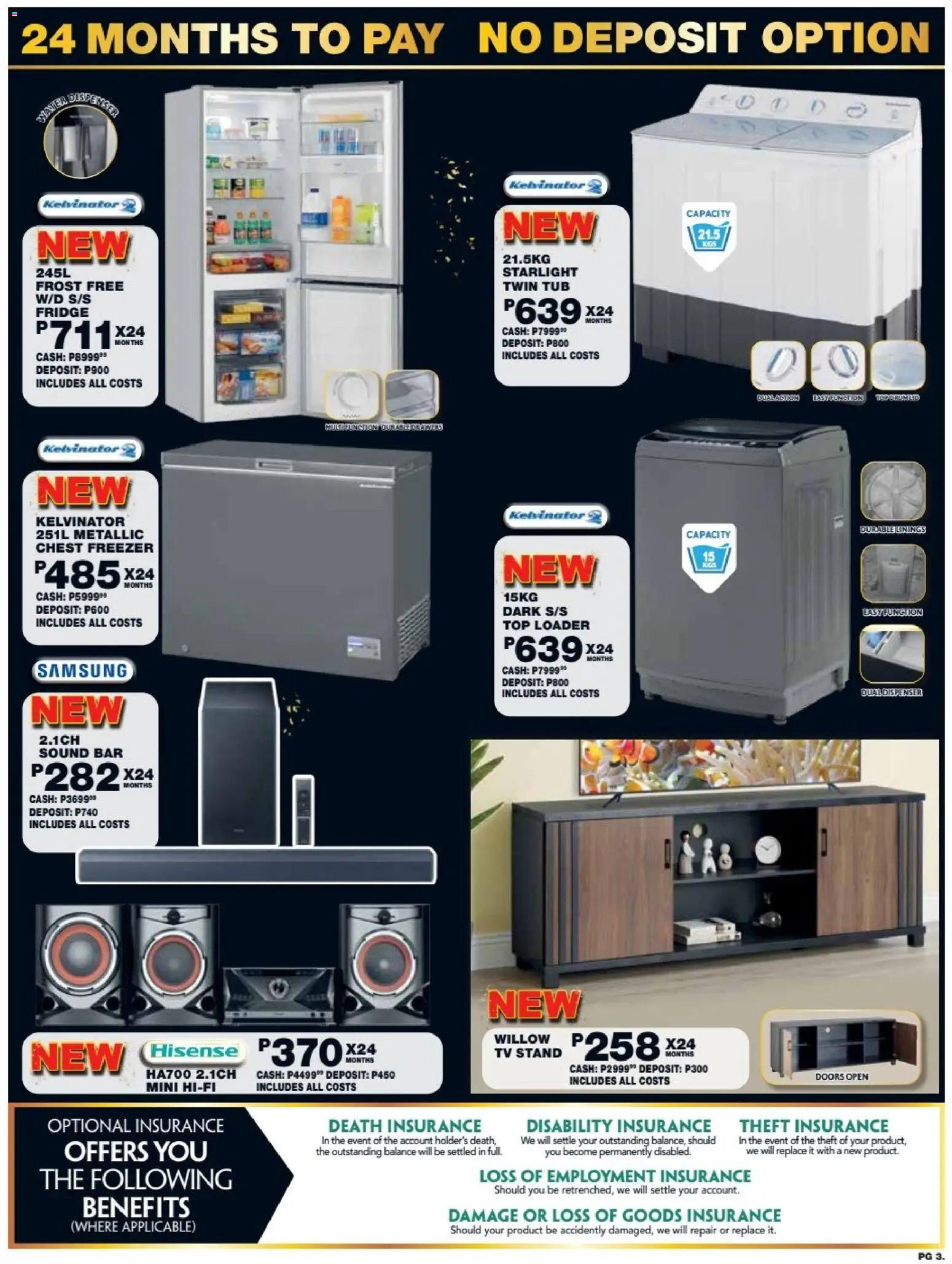 New Lewis Stores catalogue – valid from 10/08/2026 | Page: 3 | Products: TV, Fridge, Chest freezer, Water