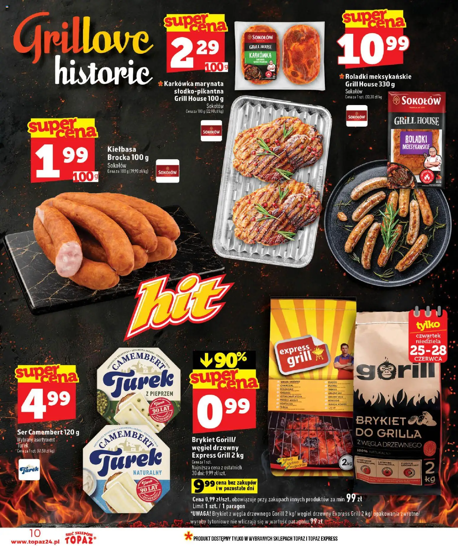 Topaz gazetka - Ceny małe na stałe od 25.06.2026 | Strona: 10 | Produkty: Ser camembert, Grill, Camembert, Ser