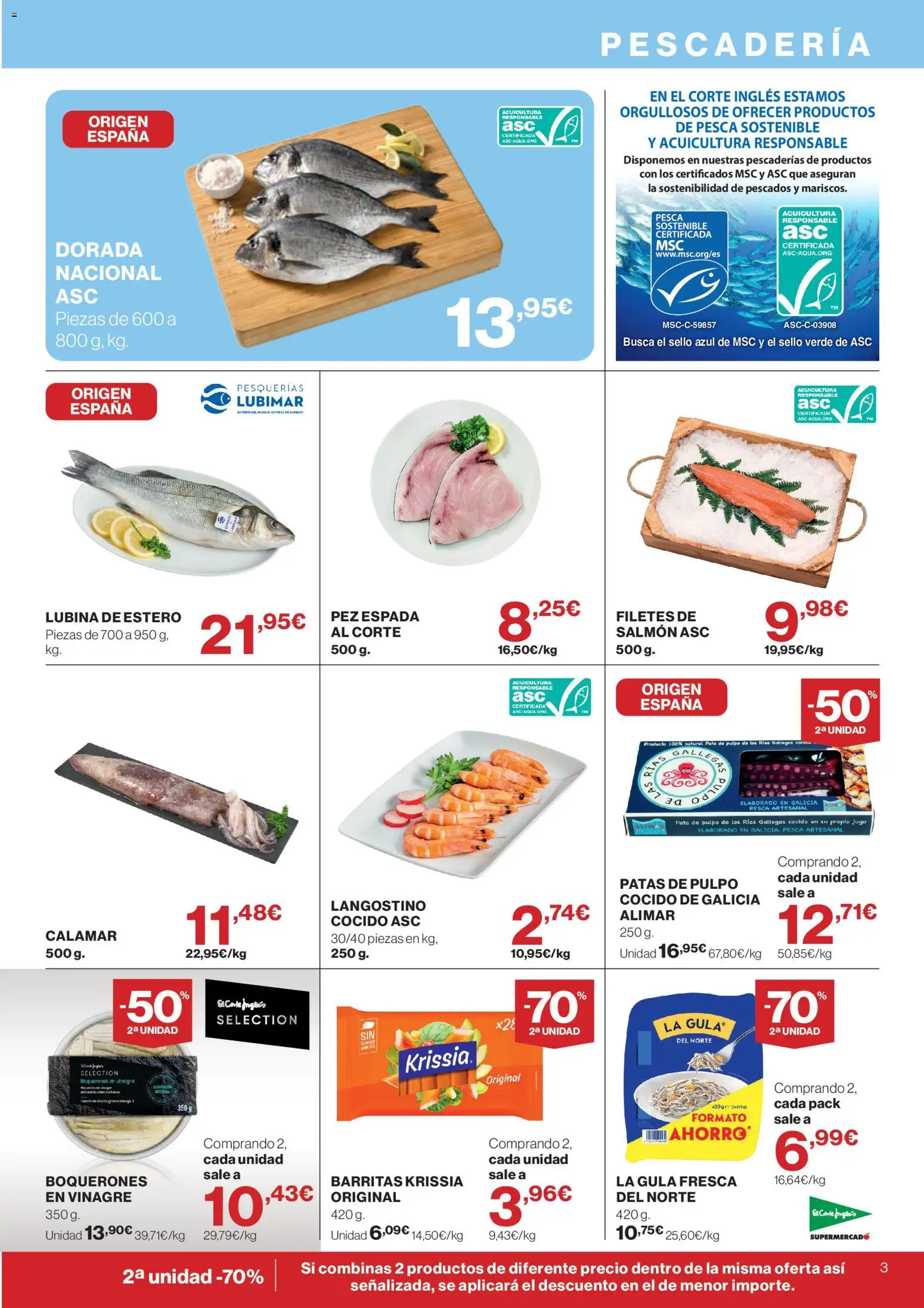 El Corte Inglés ofertas │ válido desde el 10/09/2026 | Página: 3 | Productos: Jugo, Salmón, Vinagre, Langostino