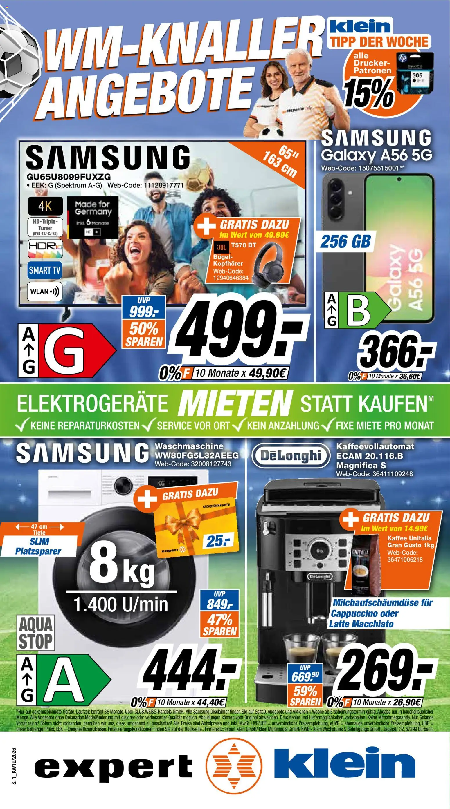 Expert Prospekt Angebote – gültig ab 02.05.2026 | Seite: 1 | Produkte: Kaffee, Waschmaschine, Kaffeevollautomat, Drucker