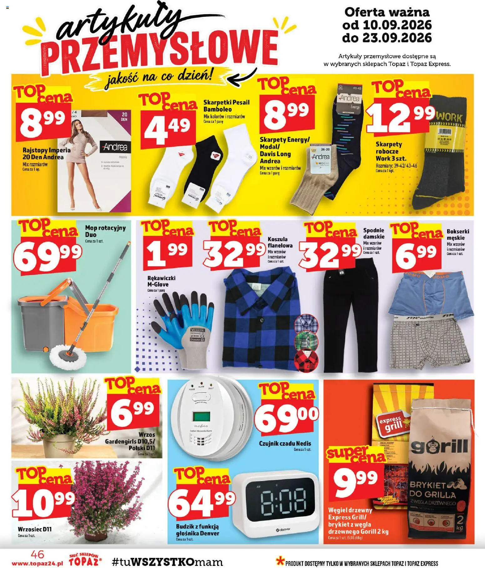 Topaz gazetka od 10.09.2026 | Strona: 46 | Produkty: Koszula, Spodnie, Rajstopy, Artykuły przemysłowe