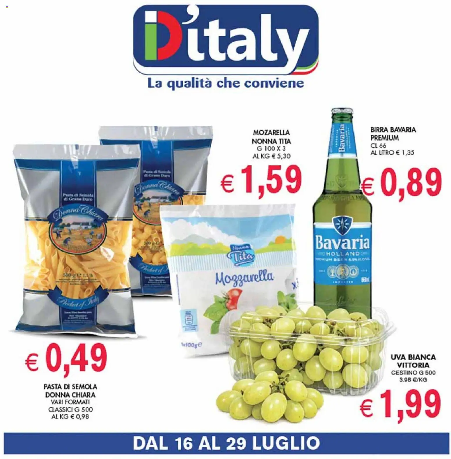 Volantino Coal del 16/07/2026 | Pagina: 1 | Prodotti: Birra, Mozzarella, Gonna, Uva