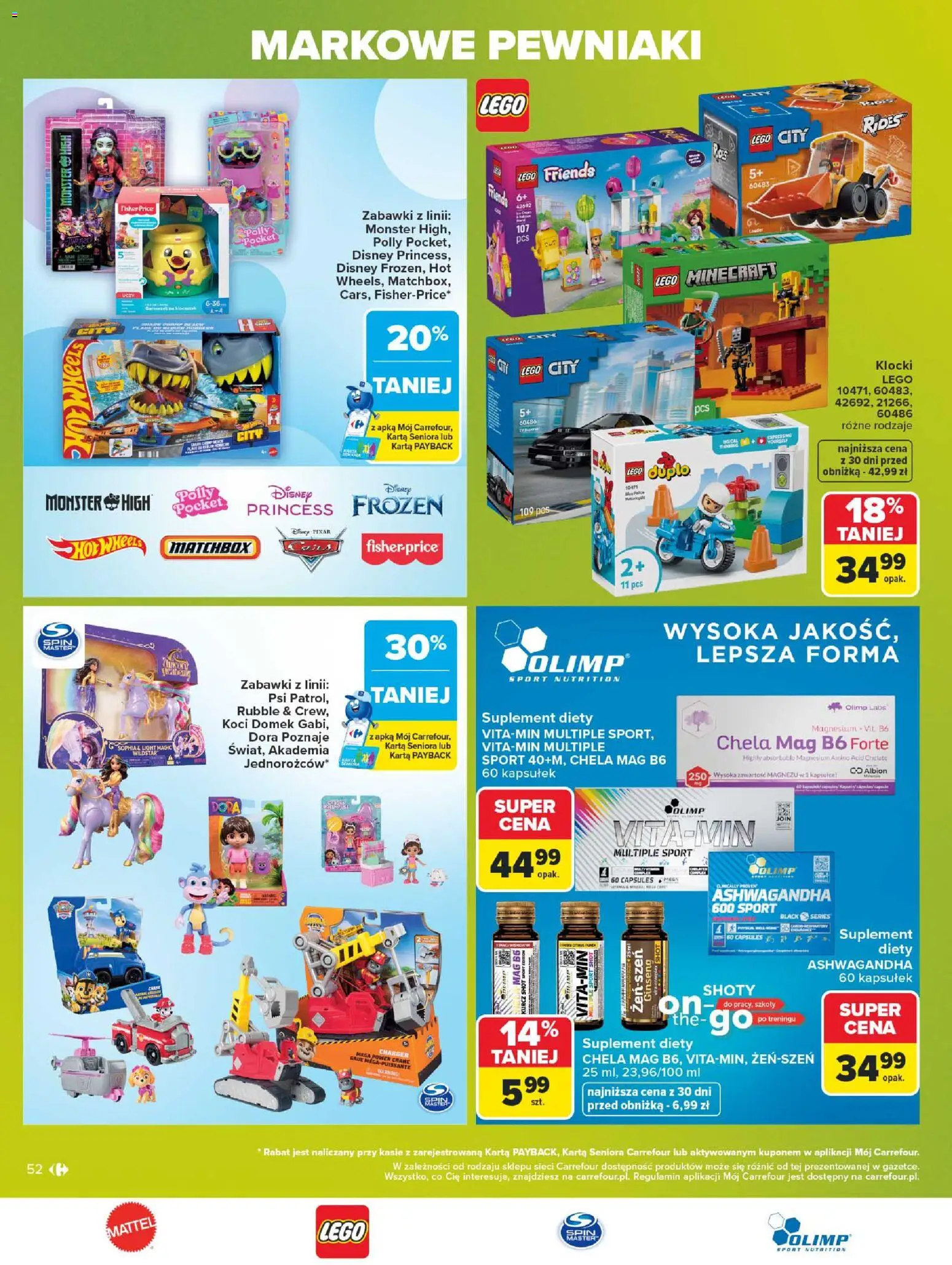 Carrefour gazetka - Markowe pewniaki od 20.07.2026 | Strona: 52 | Produkty: Karta, Lego