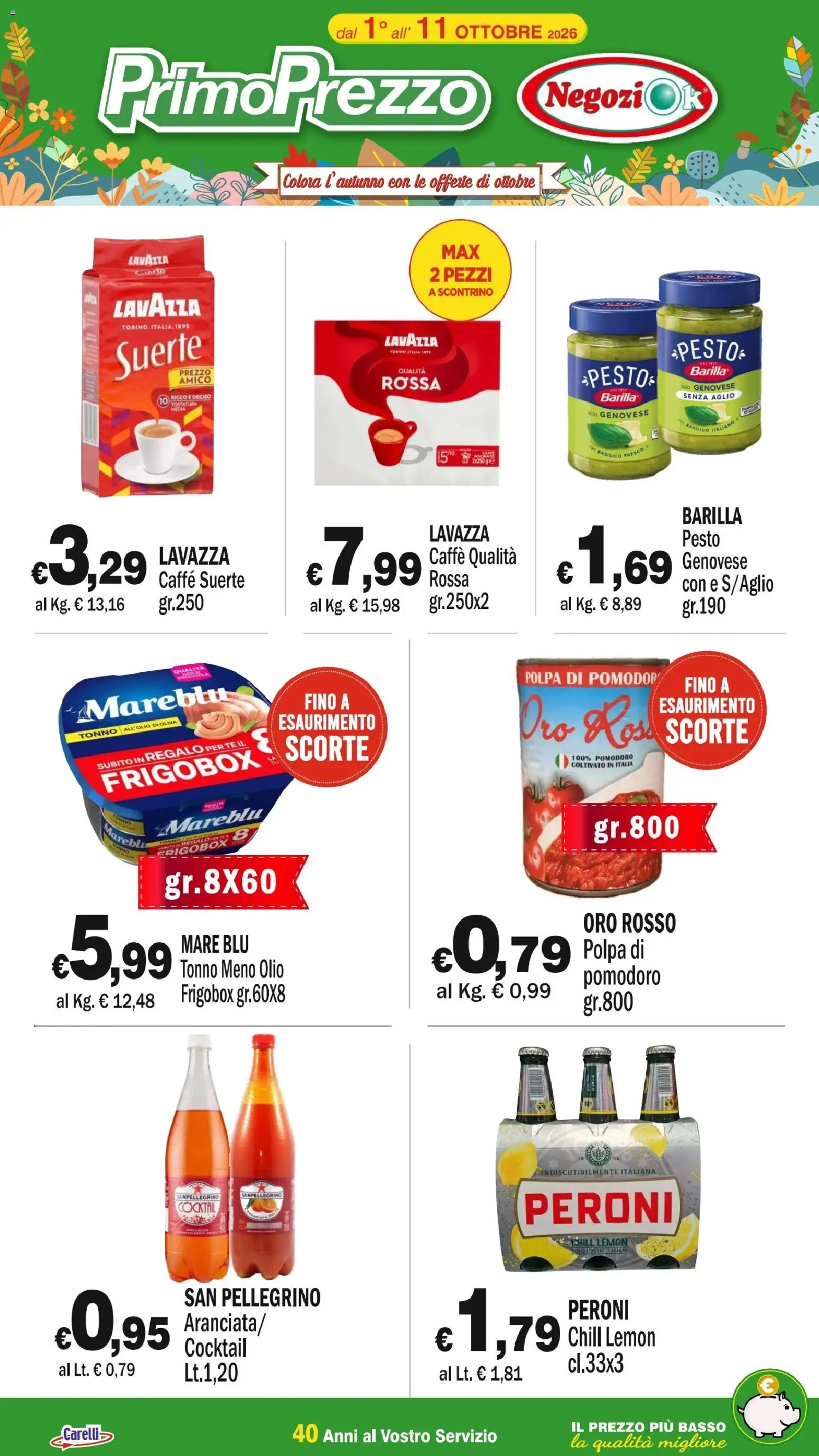 Volantino Primo Prezzo del 01/10/2026 | Pagina: 2 | Prodotti: Caffè, Pomodoro, Basilico, Tonno