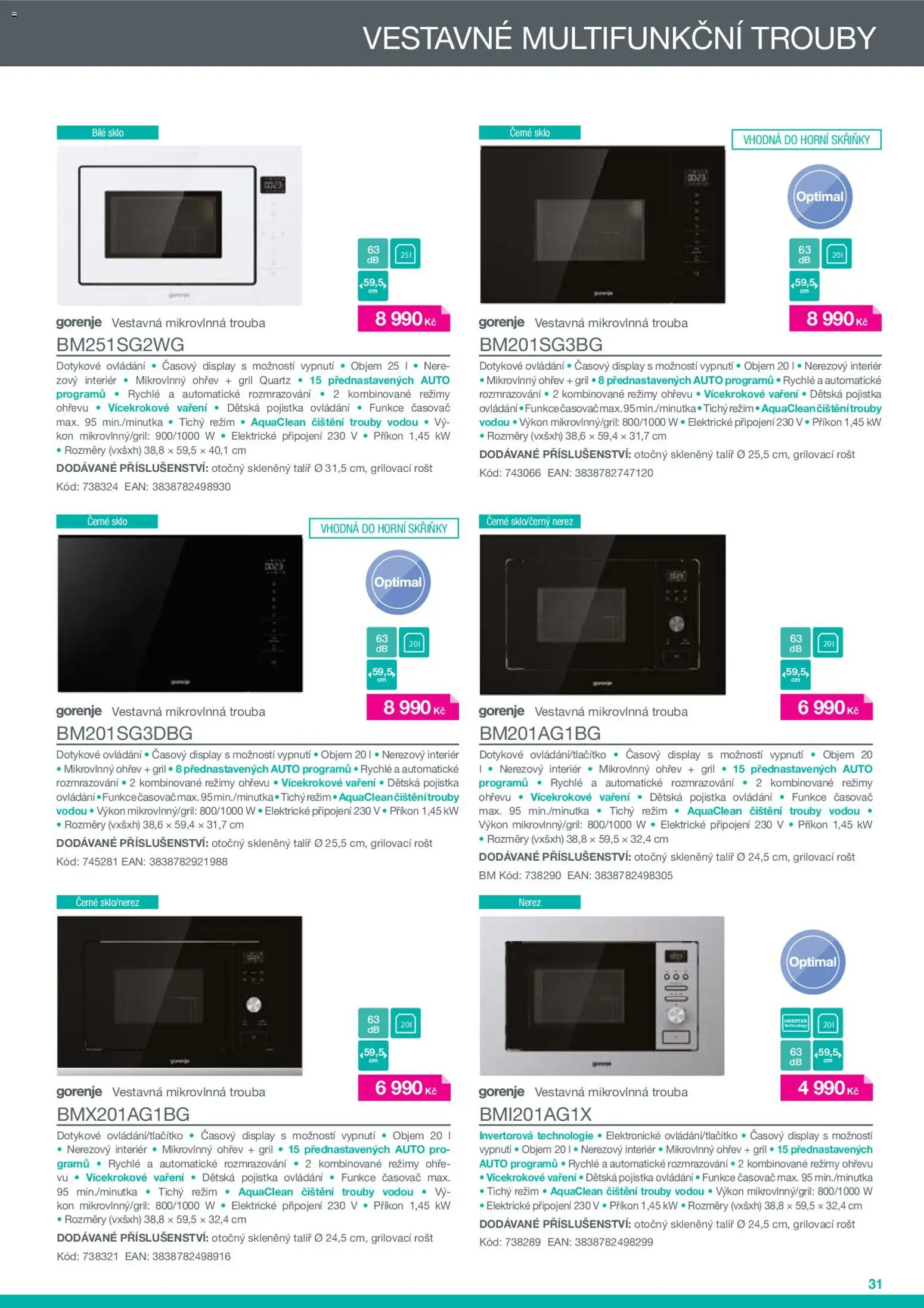 Möbelix leták - Gorenje od 01.01.2026 | Strana: 31 | Produkty: Mikrovlnná trouba, Gril, Talíř, Časovač