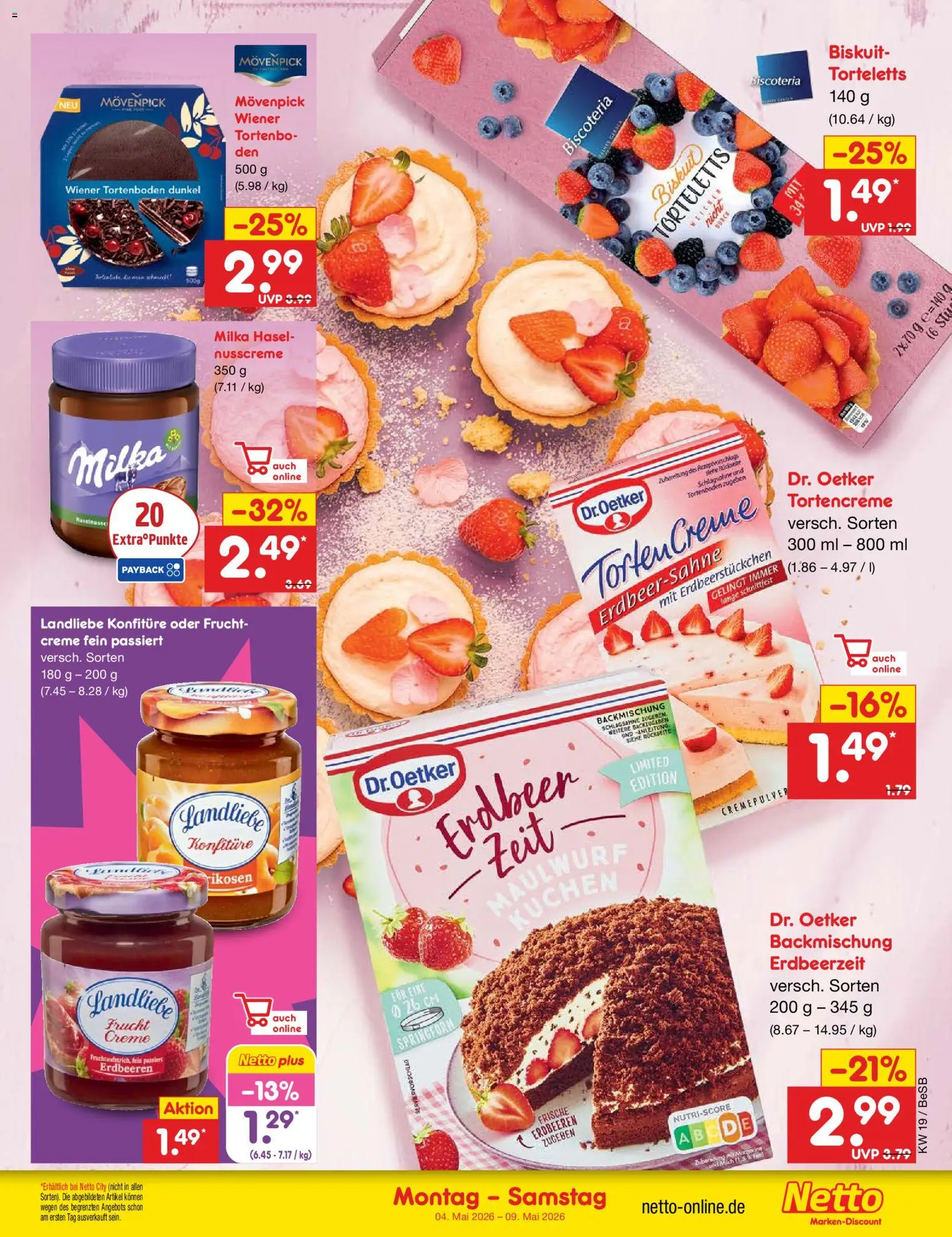 Netto Marken-Discount Super wochenende – gültig ab 07.05.2026 | Seite: 44 | Produkte: Schlagsahne, Creme, Kuchen, Erdbeeren
