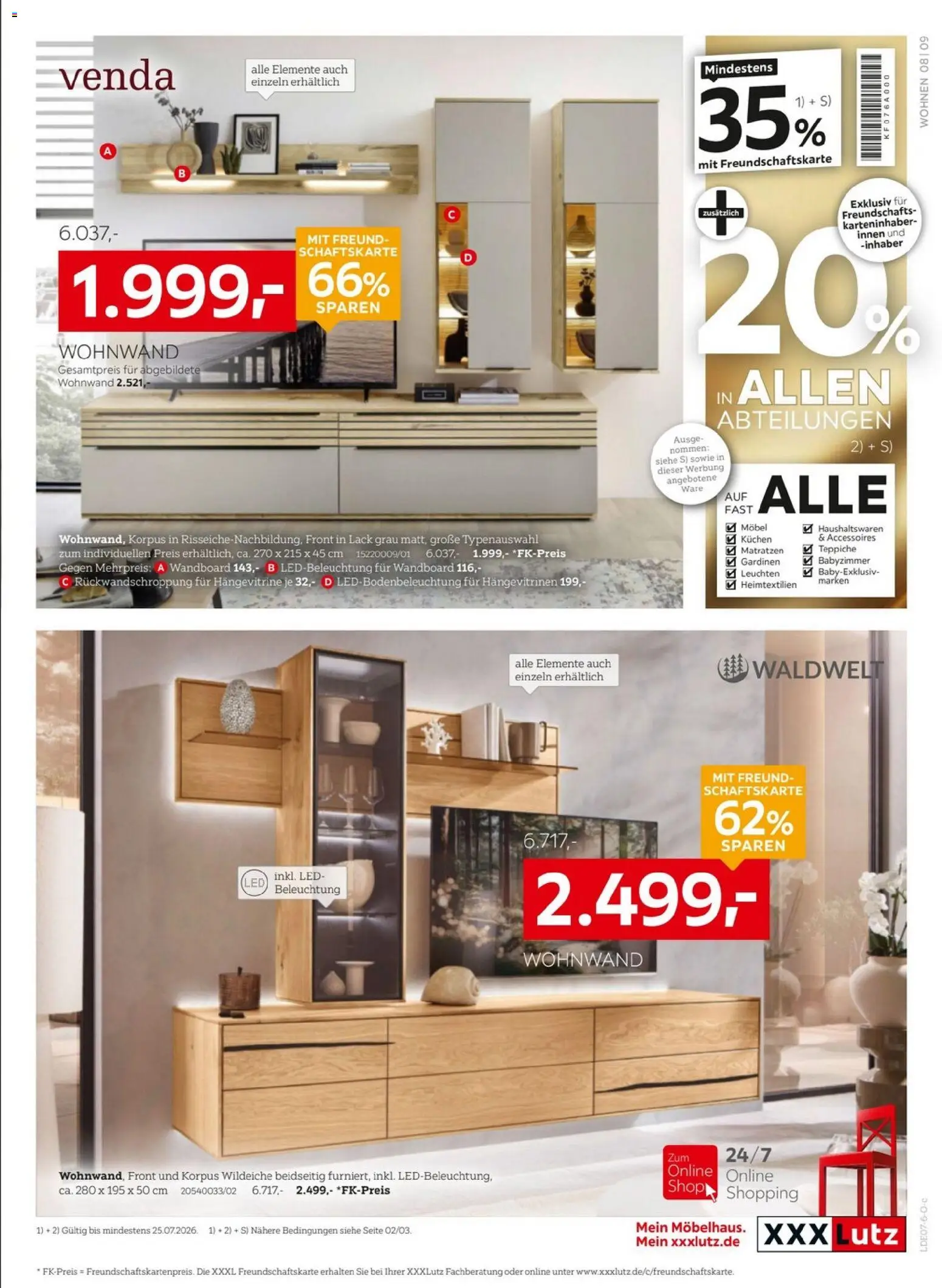XXXLutz Jubiläum – gültig ab 11.07.2026 | Seite: 9 | Produkte: Wohnwand, Wandboard, Hängevitrine, Kuchen
