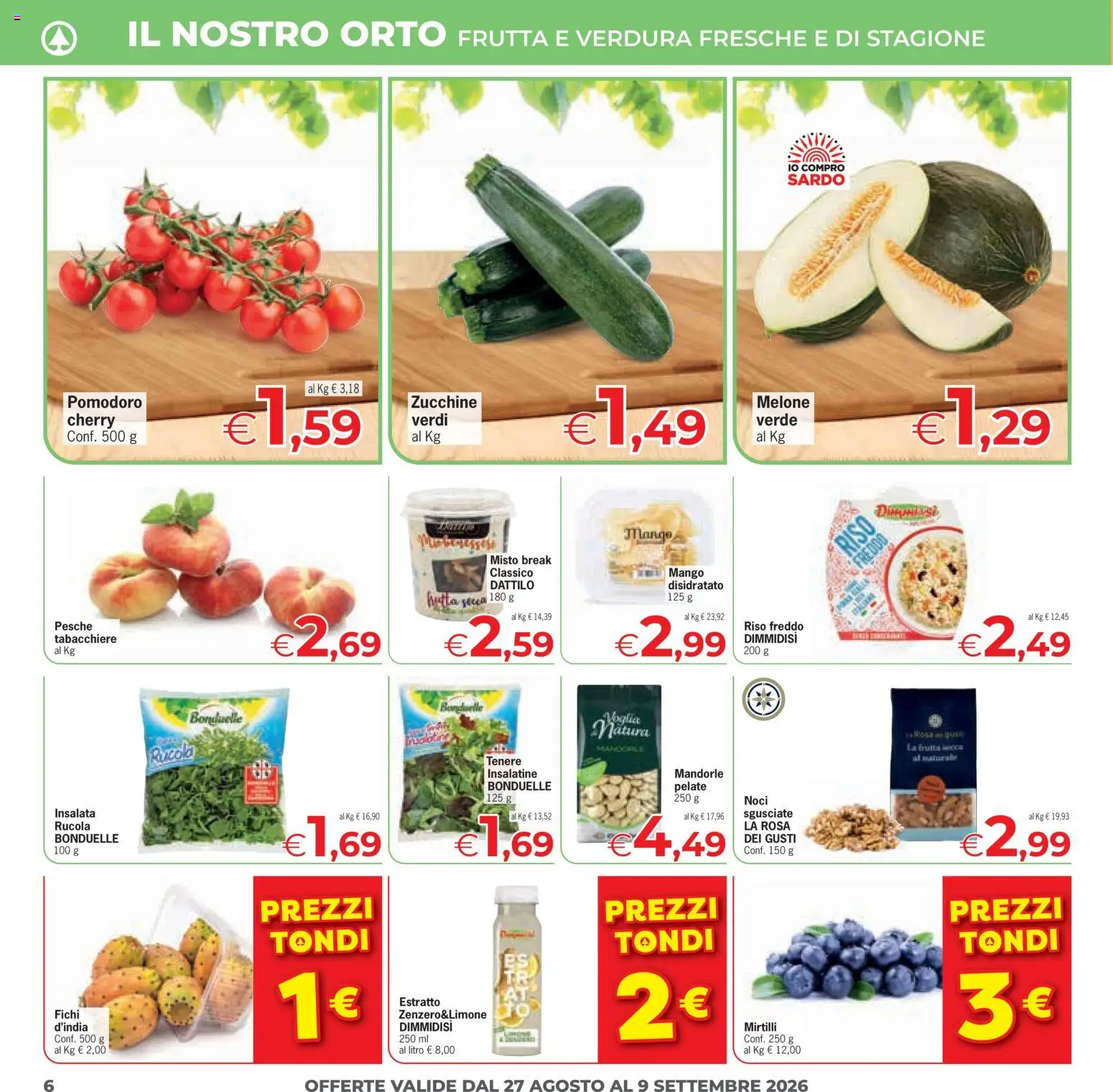 Volantino Eurospar del 27/08/2026 | Pagina: 6 | Prodotti: Riso, Insalata, Fichi, Frutta