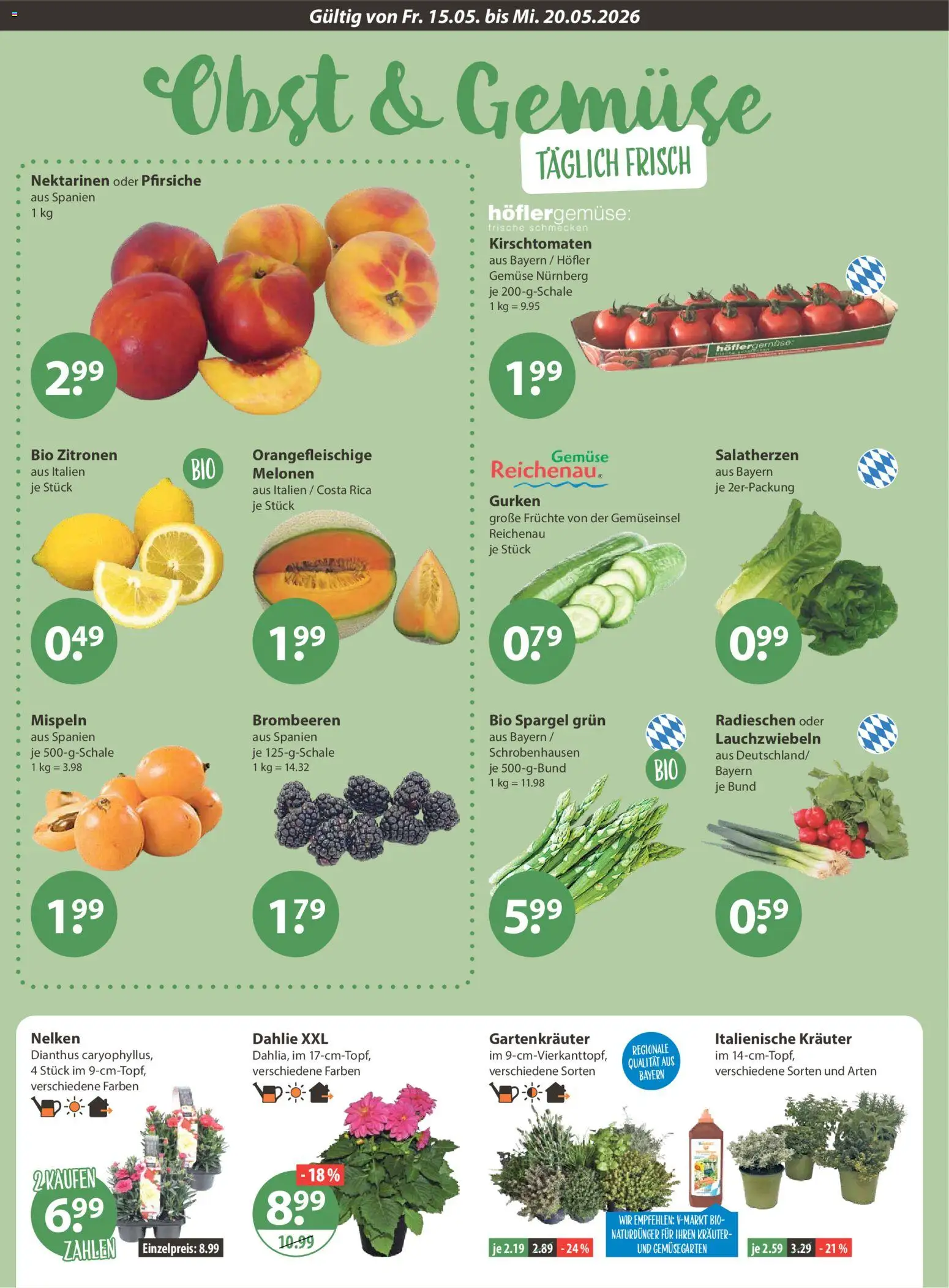 V-Markt Schwaben / Oberbayern – gültig ab 15.05.2026 | Seite: 4 | Produkte: Nektarinen, Gemüse, Gurken, Zitronen