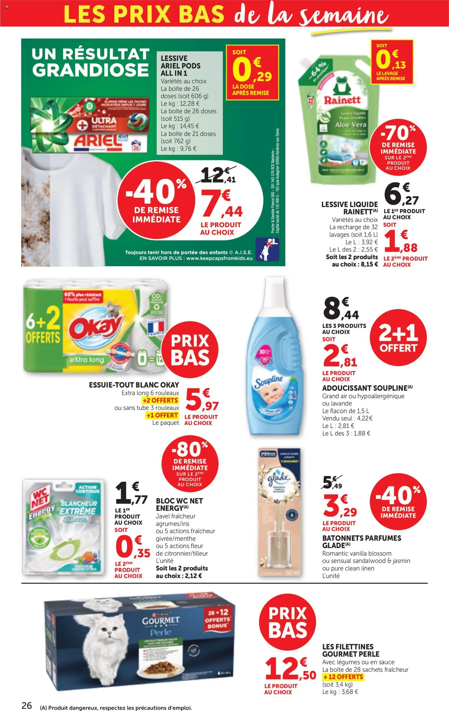 {H1} | Page: 26 | Produits: Ariel, Soupline, Lessive Liquide, bloc WC